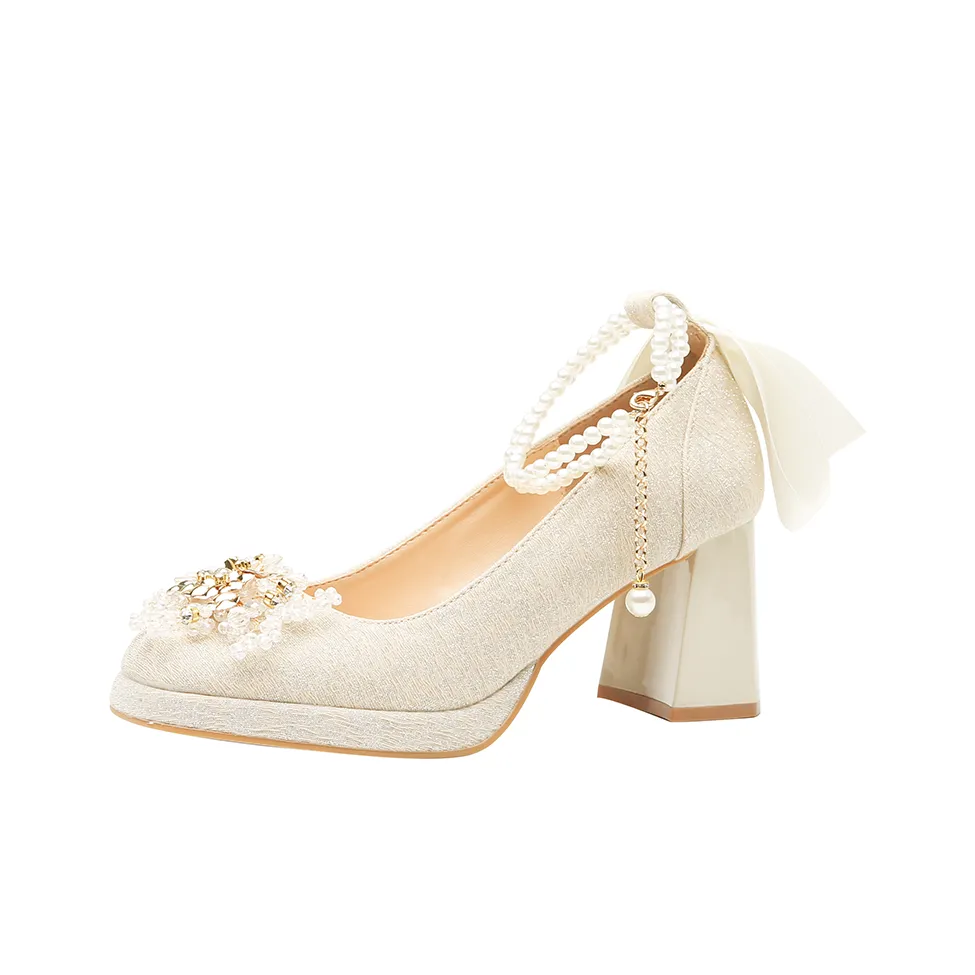 Lanza Грубый каблук Высокие каблуки Женские Абрикос