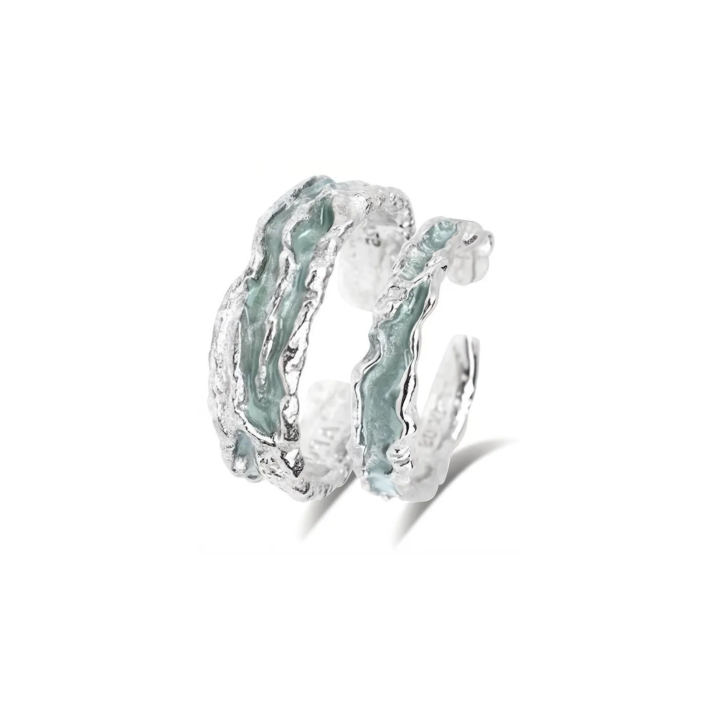 MUYAN Сплав Кольца Mountain and Sea Рябь Пара Кольцо Унисекс