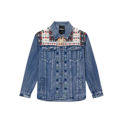 Desigual Средне-голубой деним женские джинсовые куртки