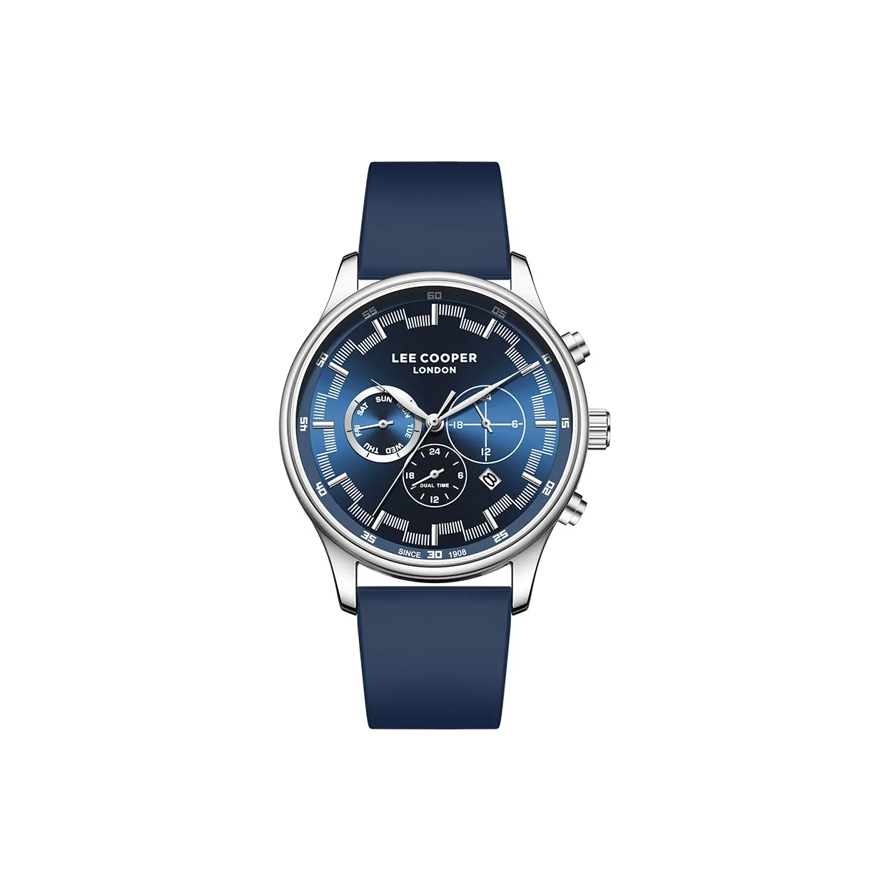 Lee Cooper UK LeEco The Big Dipper Wrist Watch Кварцевый механизм Силиконовый ремешок Часы Мужские Синий циферблат