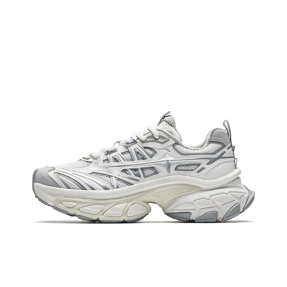 ANTA Износостойкий Дышащий Легкий Низкий Топ Кроссовки для бега Женские Бумажно-белый Серебристо-серый