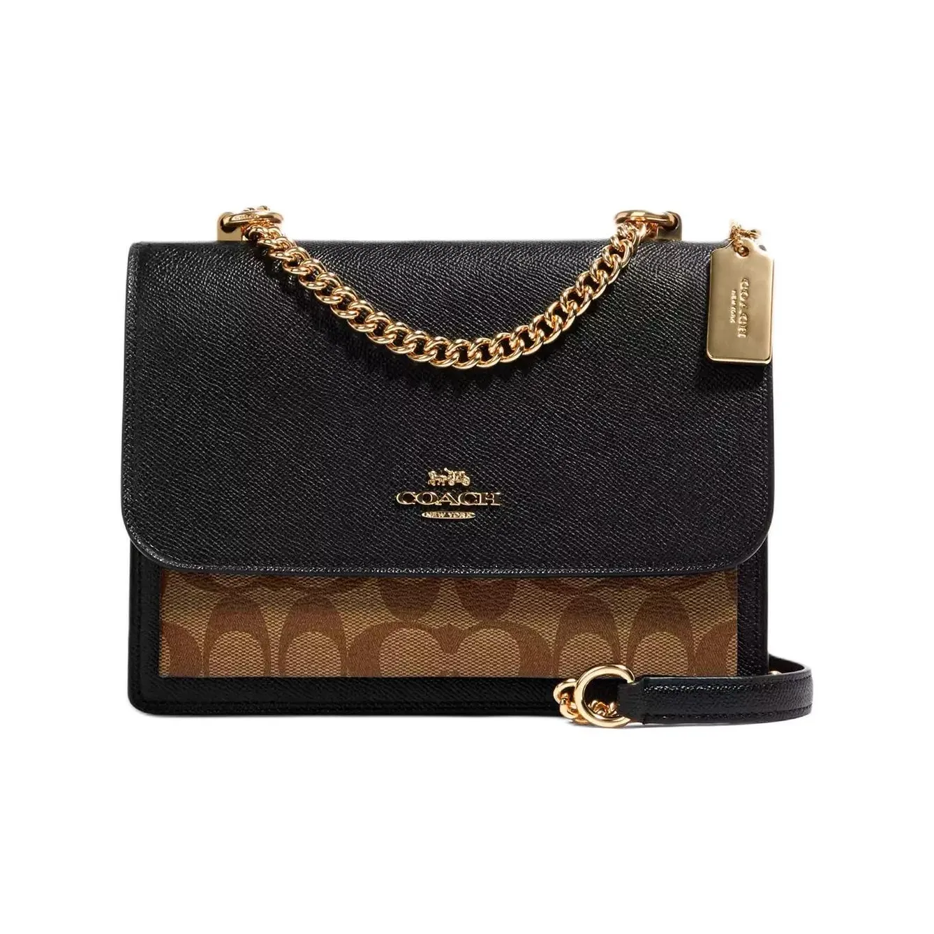 COACH Klare Canvas With Leather Trunk Bag Shoulder Bag Crossbody Bag Handbag Small Size Women's Black/Brown
