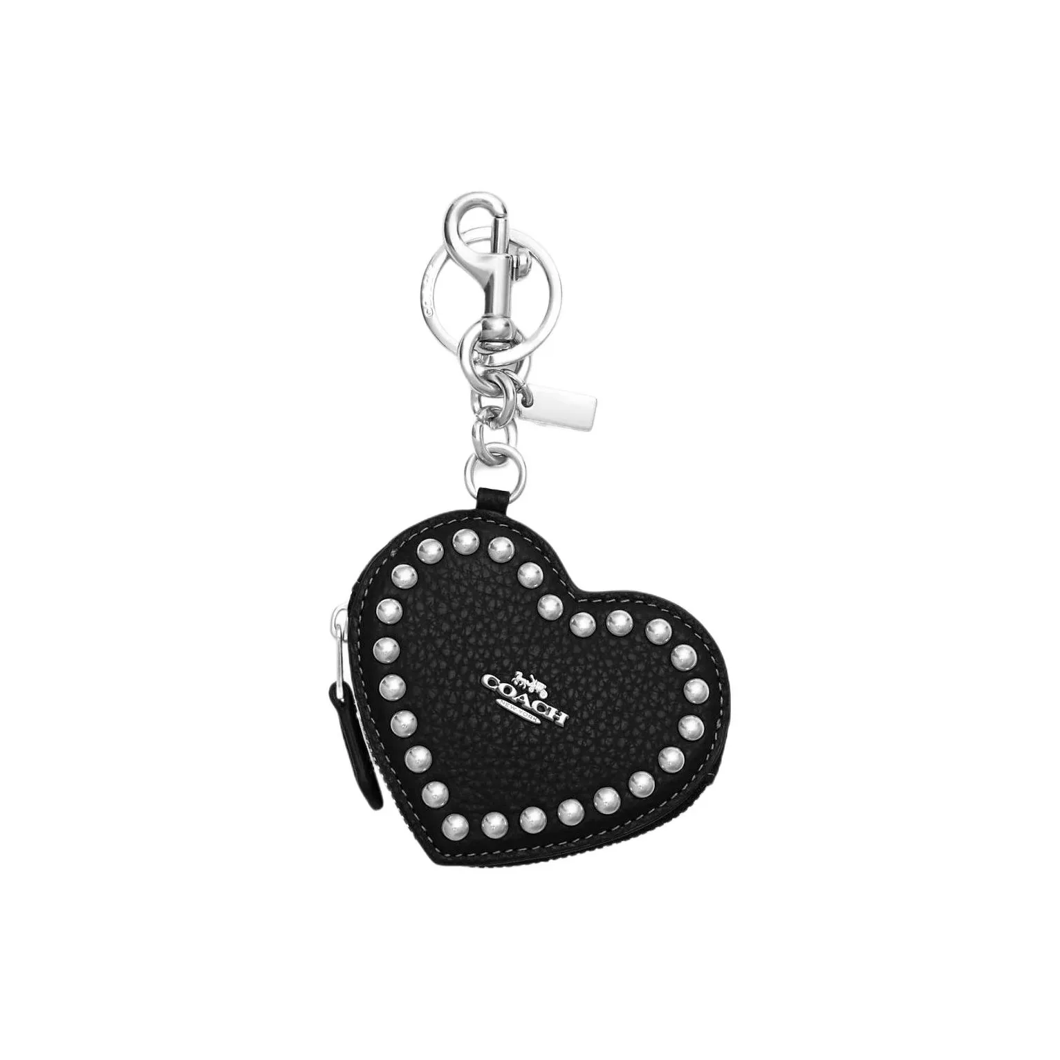 COACH Heart Pebbled Leather Heart Bag Accessory Women's Black