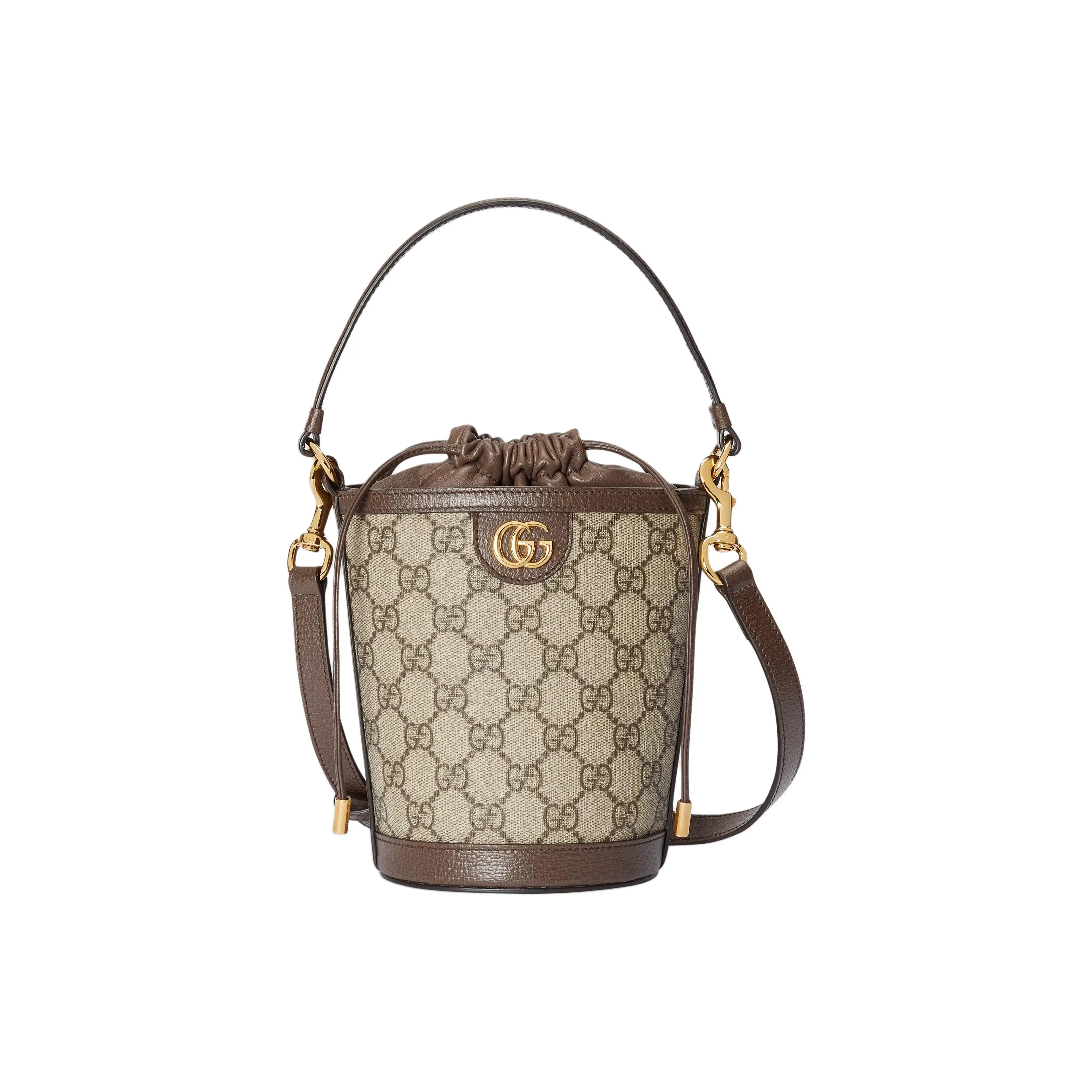 GUCCI Ophidia Canvas With Leather Canvas Bag, Bucket Bag, Shoulder Bag, Crossbody Bag, Handbag Mini Women's Brown