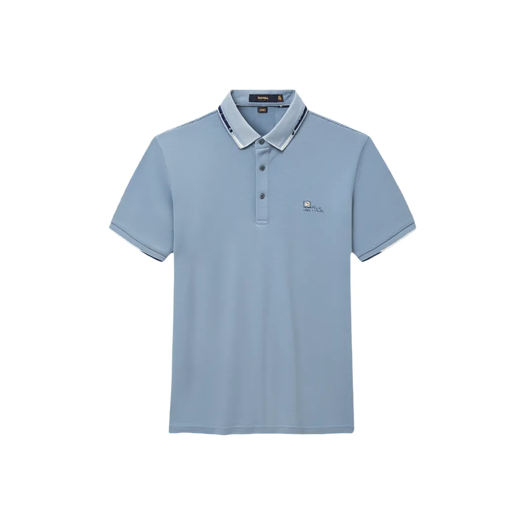 Ancient Shark Летний Синий Рубашка Polo с морским соленым дизайном Мужская