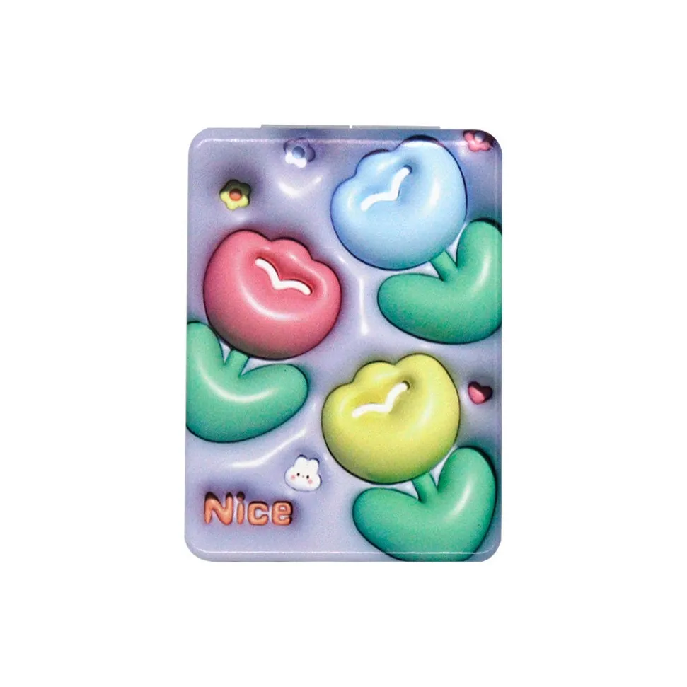 YUNNA Ins Мини Зеркало для макияжа Индивидуальный Двойной Слой Складной 3D Увеличенное Зрение Портативное Ручное Сенсорное Вверх Зеркальце