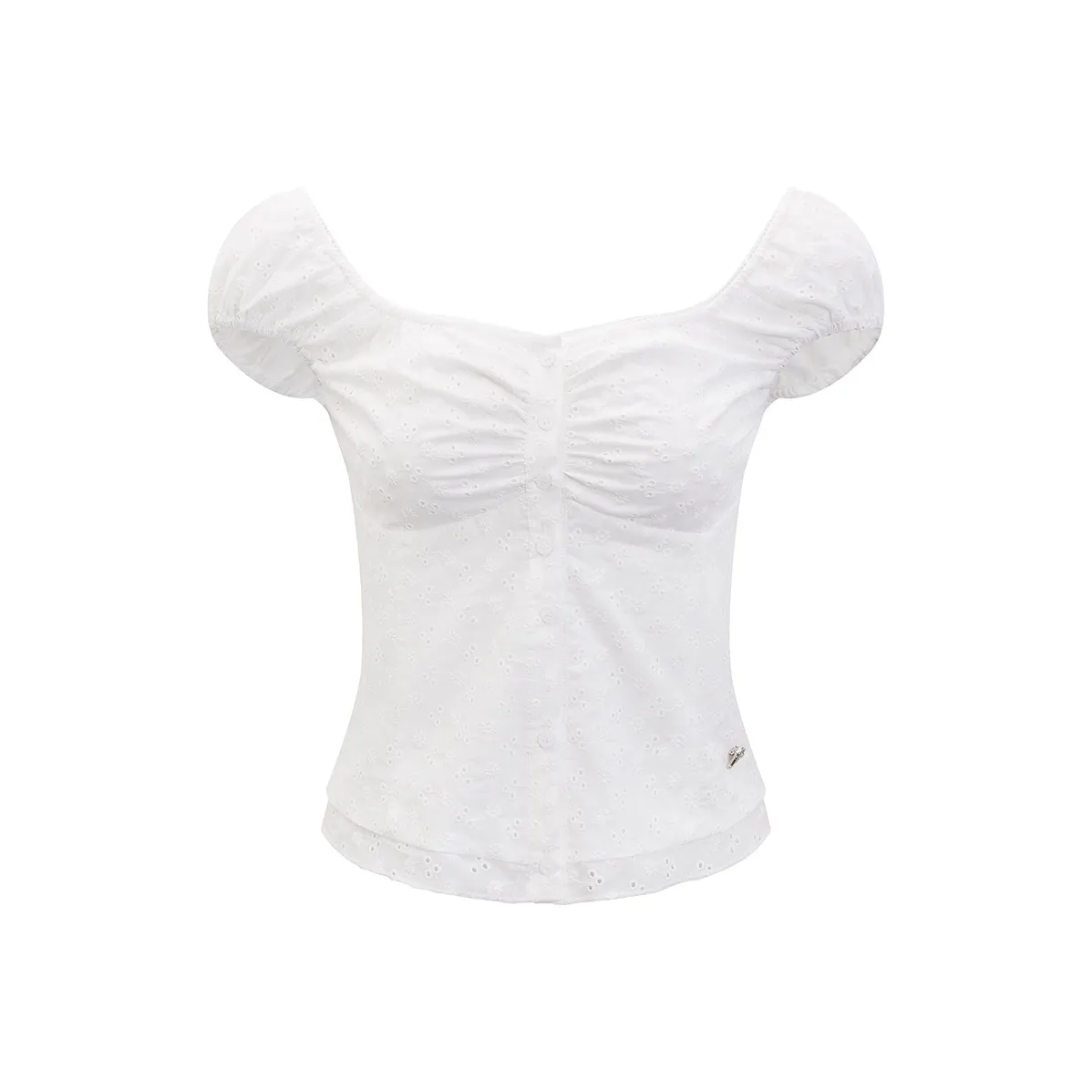 Ariseism Короткий рукав T-рубашки для женщин летний облегающий крой топ с утяжкой на талии и буф-рукавами женские