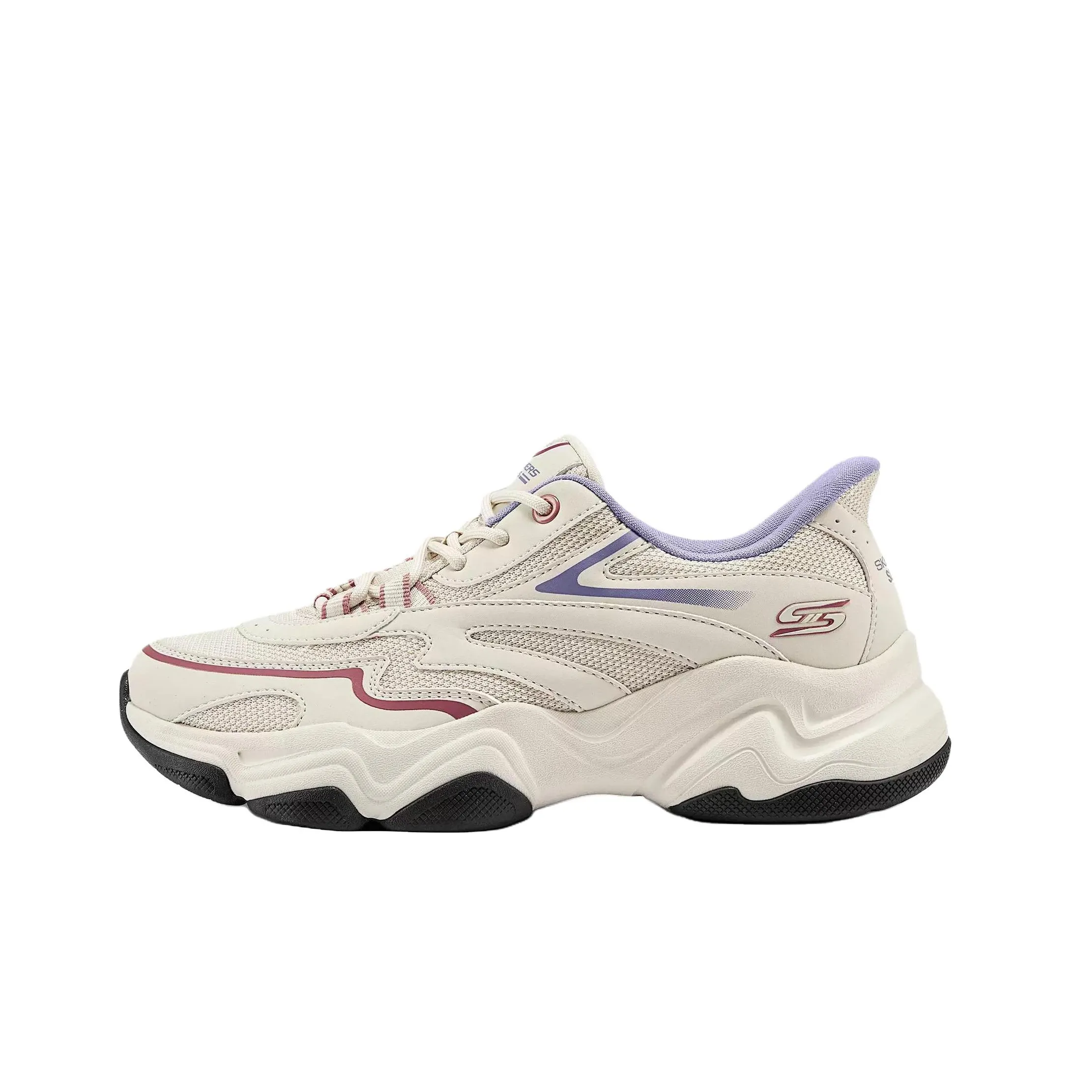Skechers Sportlife Амортизация Дышащий Легкий Низкий Топ Кроссовки для тренировок Женские Бежевый Белый Фиолетовый