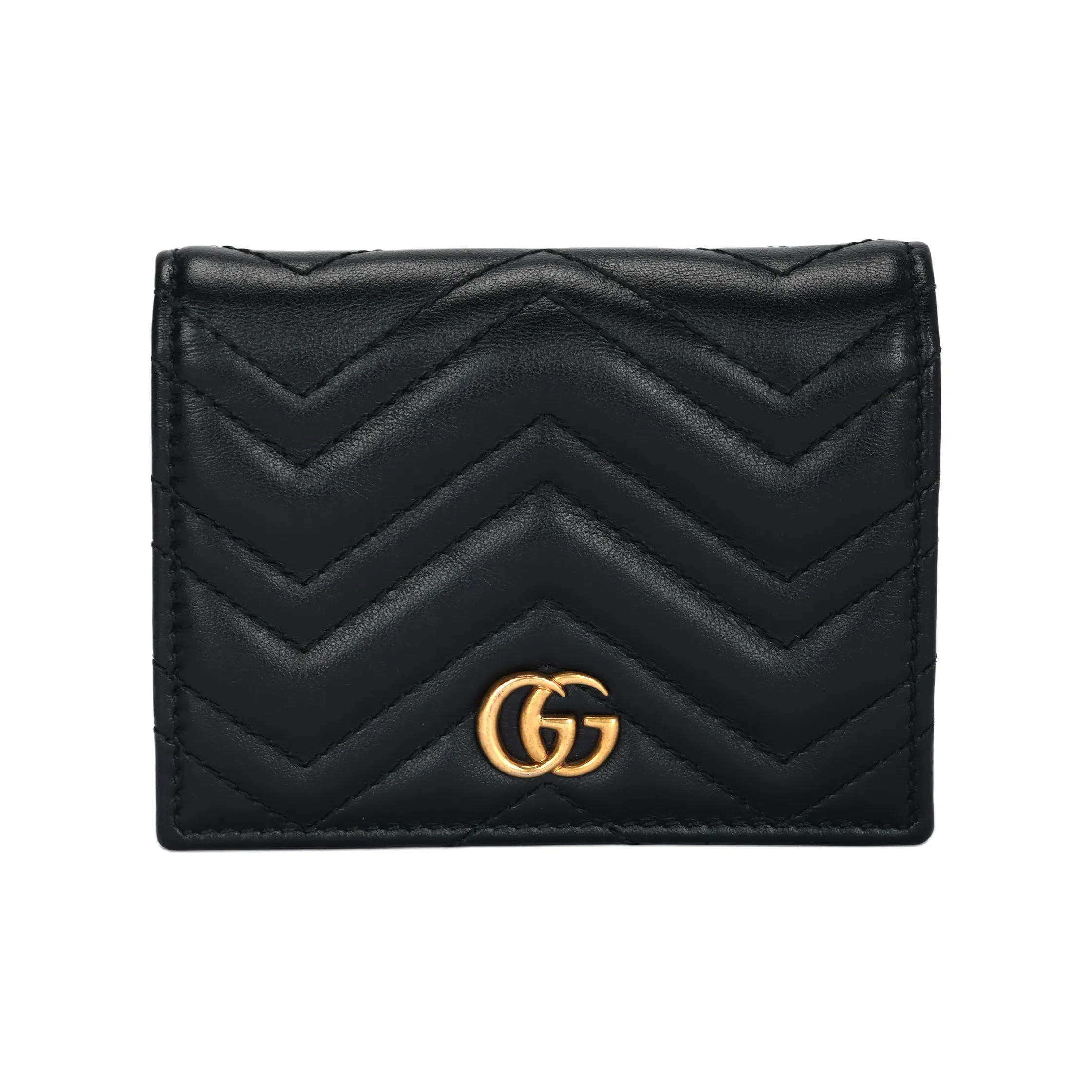 GUCCI GG Marmont Quilted Leather Wallet, Coin Pocket, Card Holder Women's Black