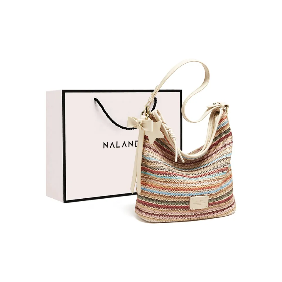 Narandu Ткань Синтетическая кожа Сумка-тоут Сумка для покупок Сумка через плечо Женская Радужный Абрикос