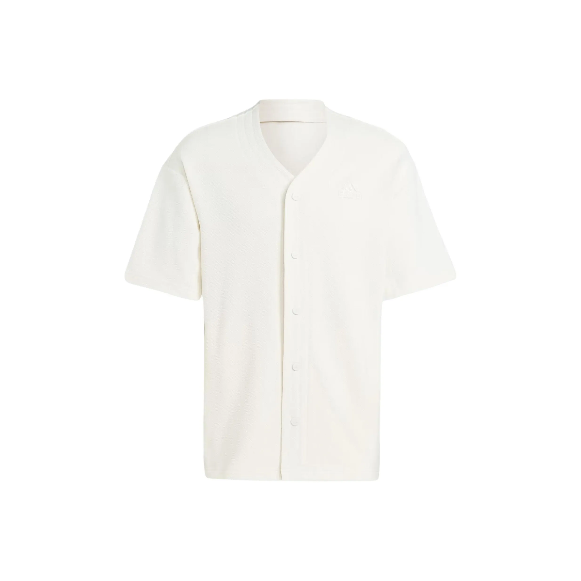 Adidas Lounge Piqué Terry Baseball Shirt Men's White