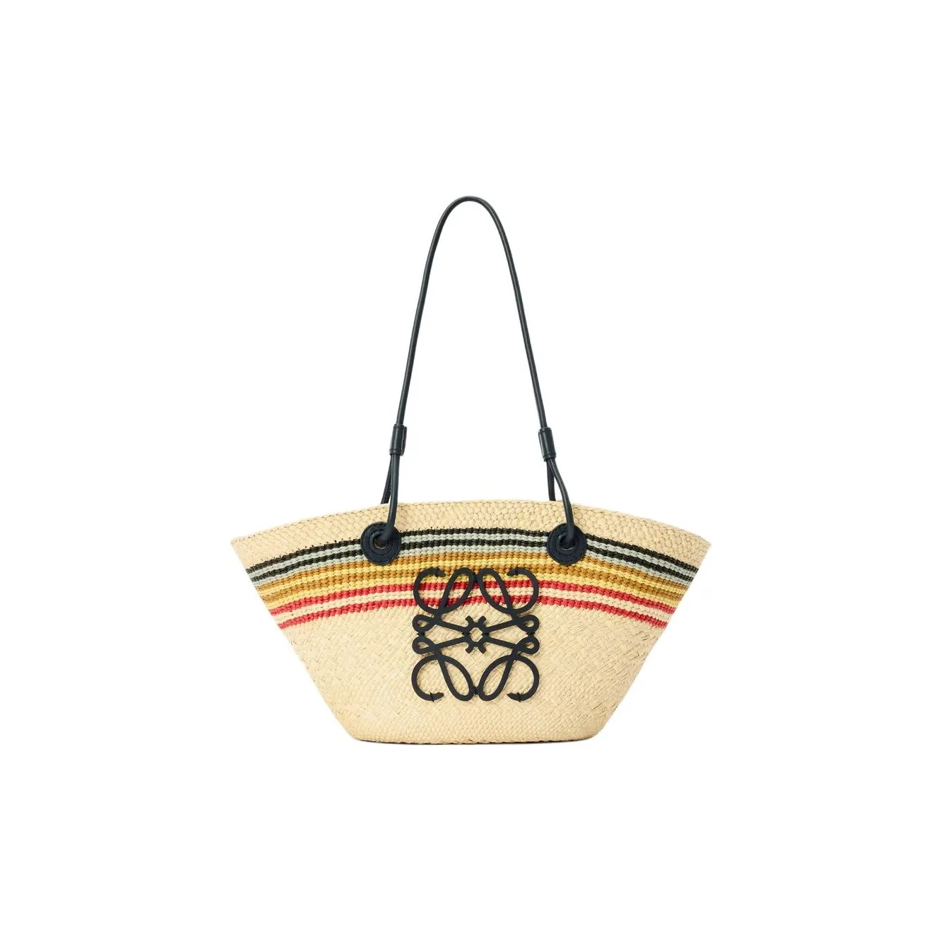 LOEWE Anagram Basket Palm Leaf Shoulder Bag Trumpets Women's Beige