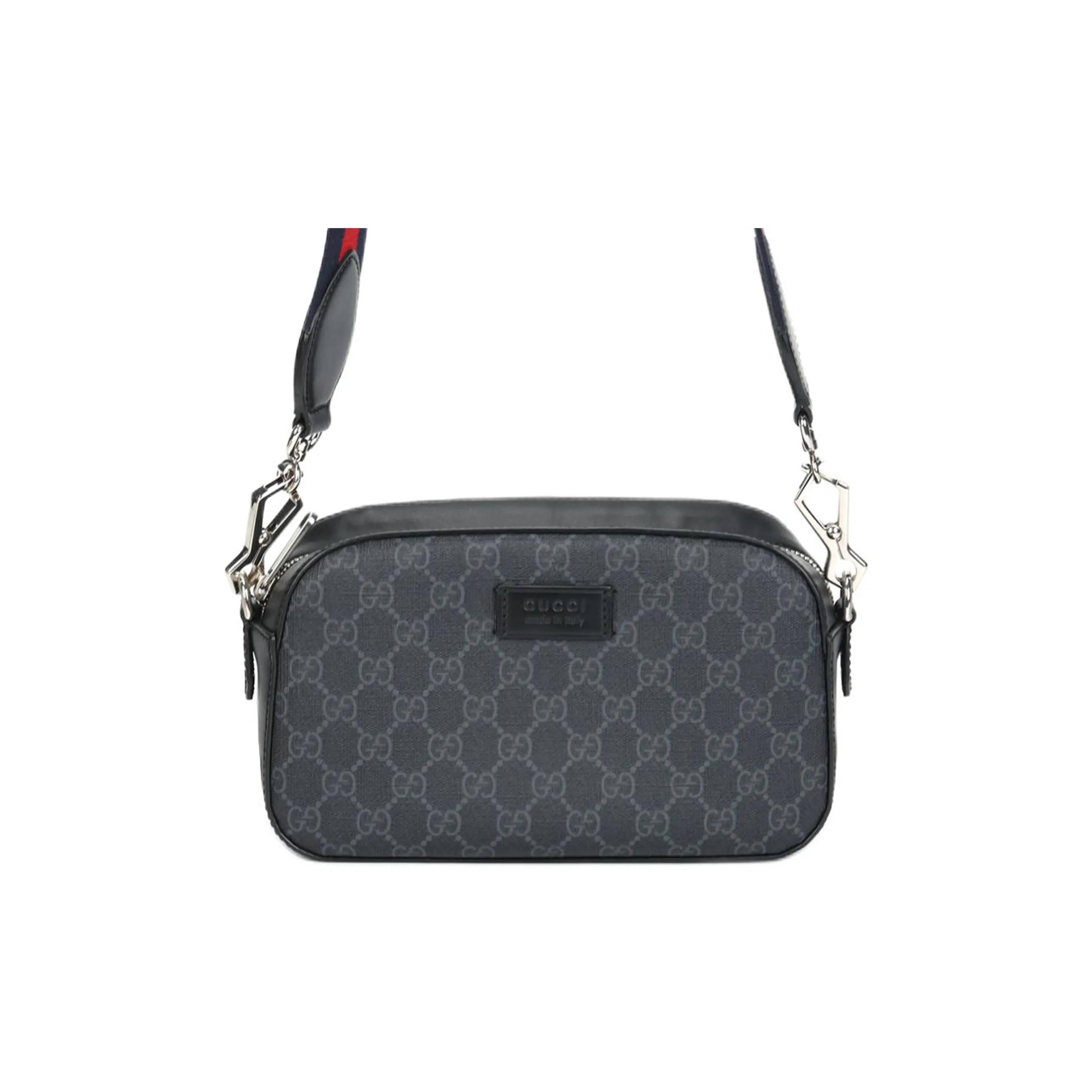 GUCCI Canvas With Leather Camera Bag, Crossbody Bag, Shoulder Bag Trumpets Men's Black Gray