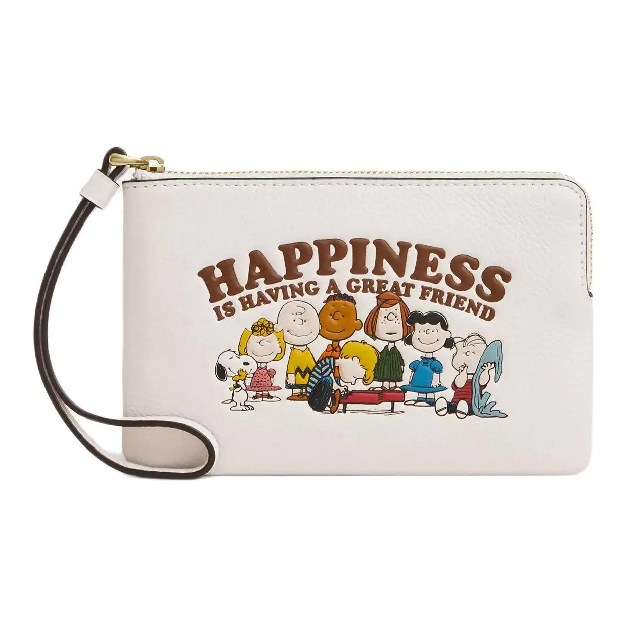 COACH PEANUTS Collaboration Кожаный клатч из галечного материала маленький женский цвет экрю