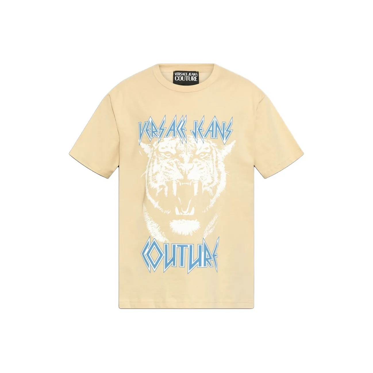 VERSACE JEANS COUTURE SS25 Свободный крой Круглый вырез Короткий рукав Т-рубашка Мужская Хаки