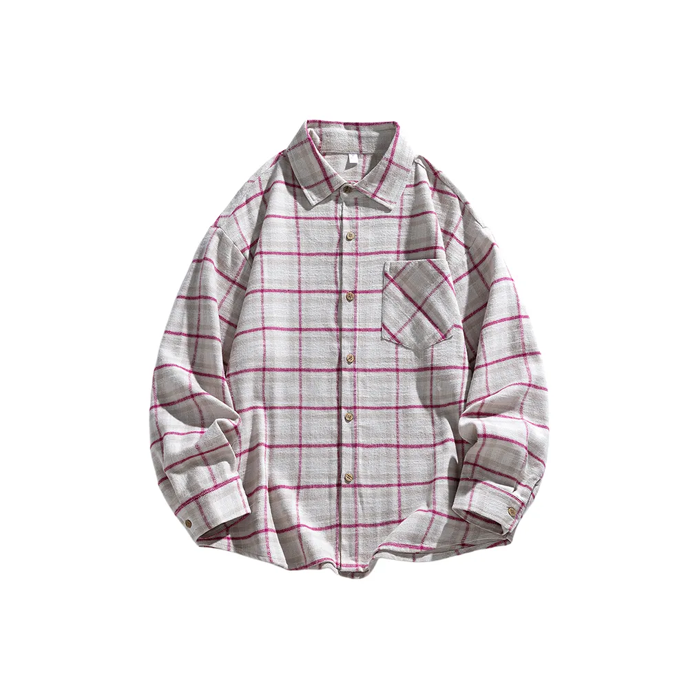 YICHEN Хаки Красный Полосы Унисекс Рубашки