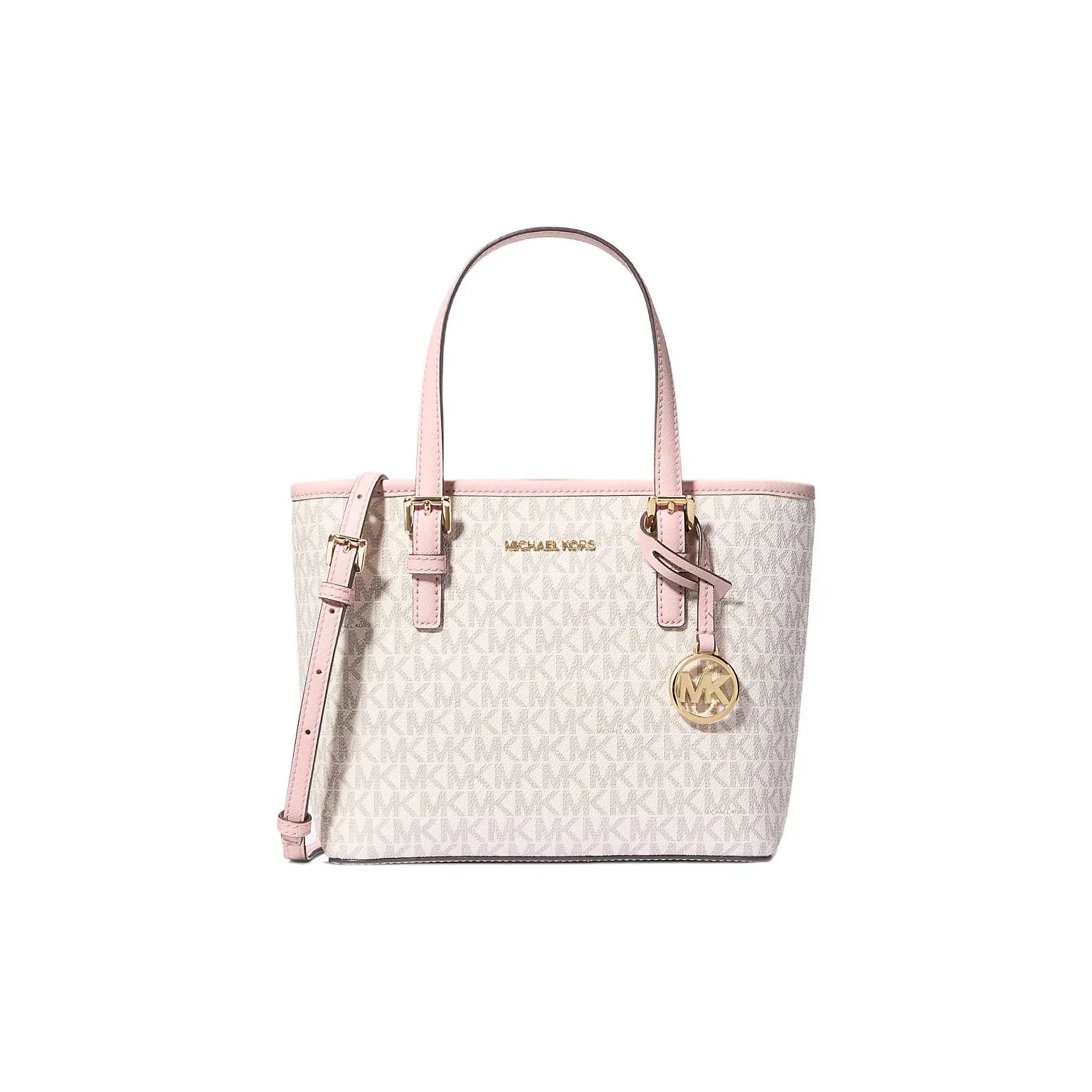 MICHAEL KORS Jet Set Travel Покрытый холст Тоут Сумка Сумка для покупок Сумка на плечо Сумка Мини Женская Розовая