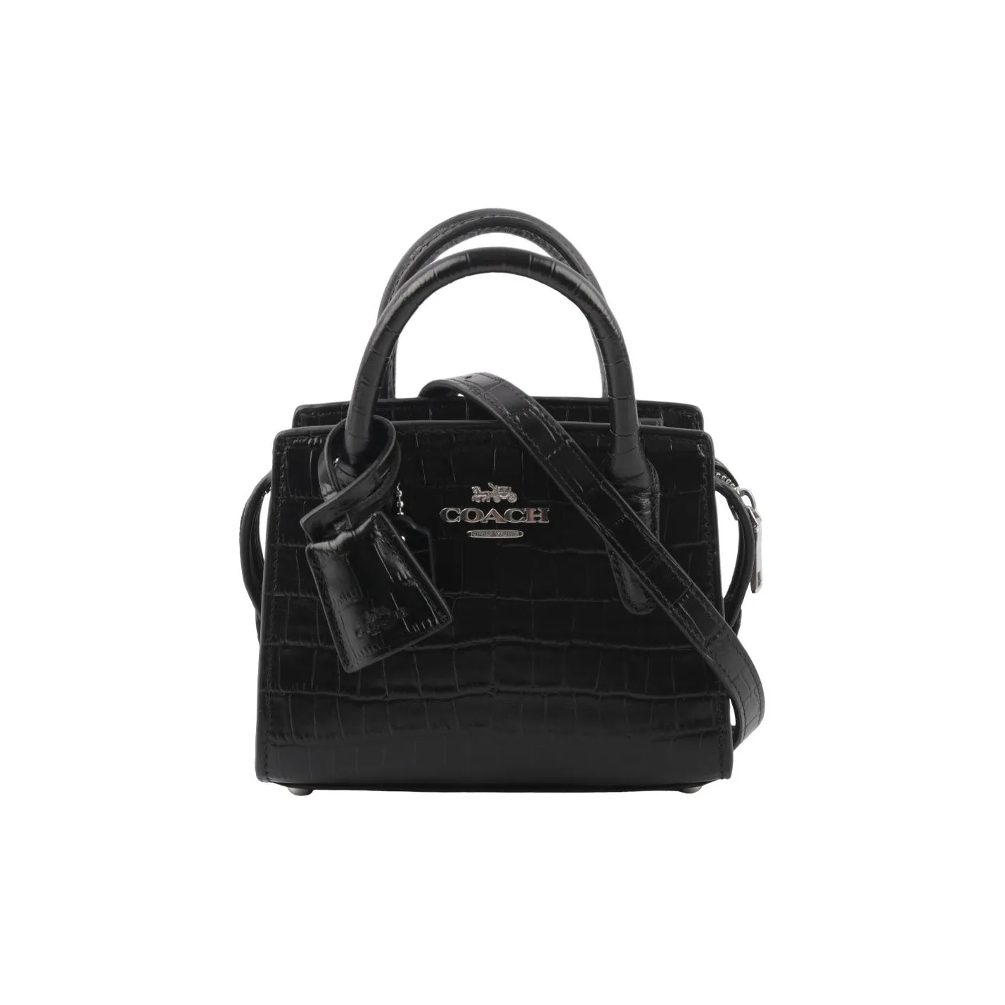 COACH Andrea Leather Shoulder Bag, Crossbody Bag, Handbag Mini Women's Silver & Black