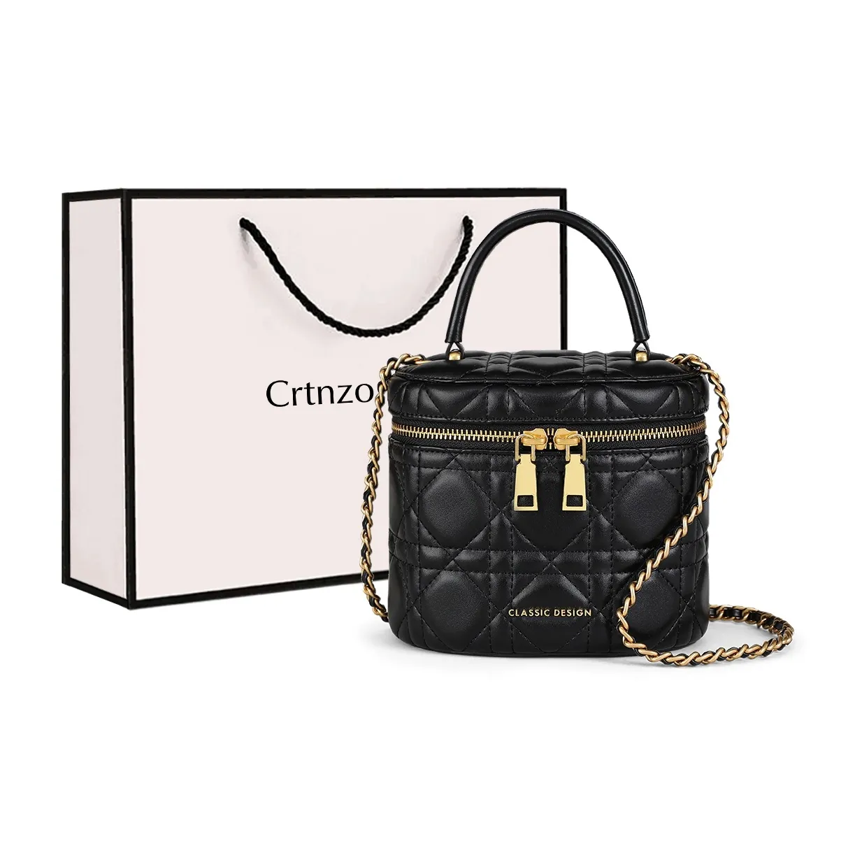 Crtnzo Kroez Сумка через плечо из коровьей кожи коробка стандартная элегантная черная женская