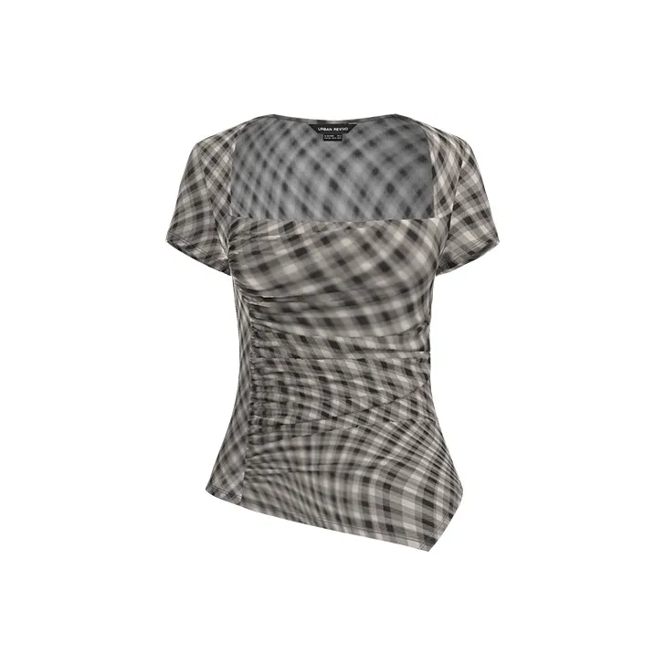 URBAN REVIVO Холодный серый Клетчатый Женские Рубашки