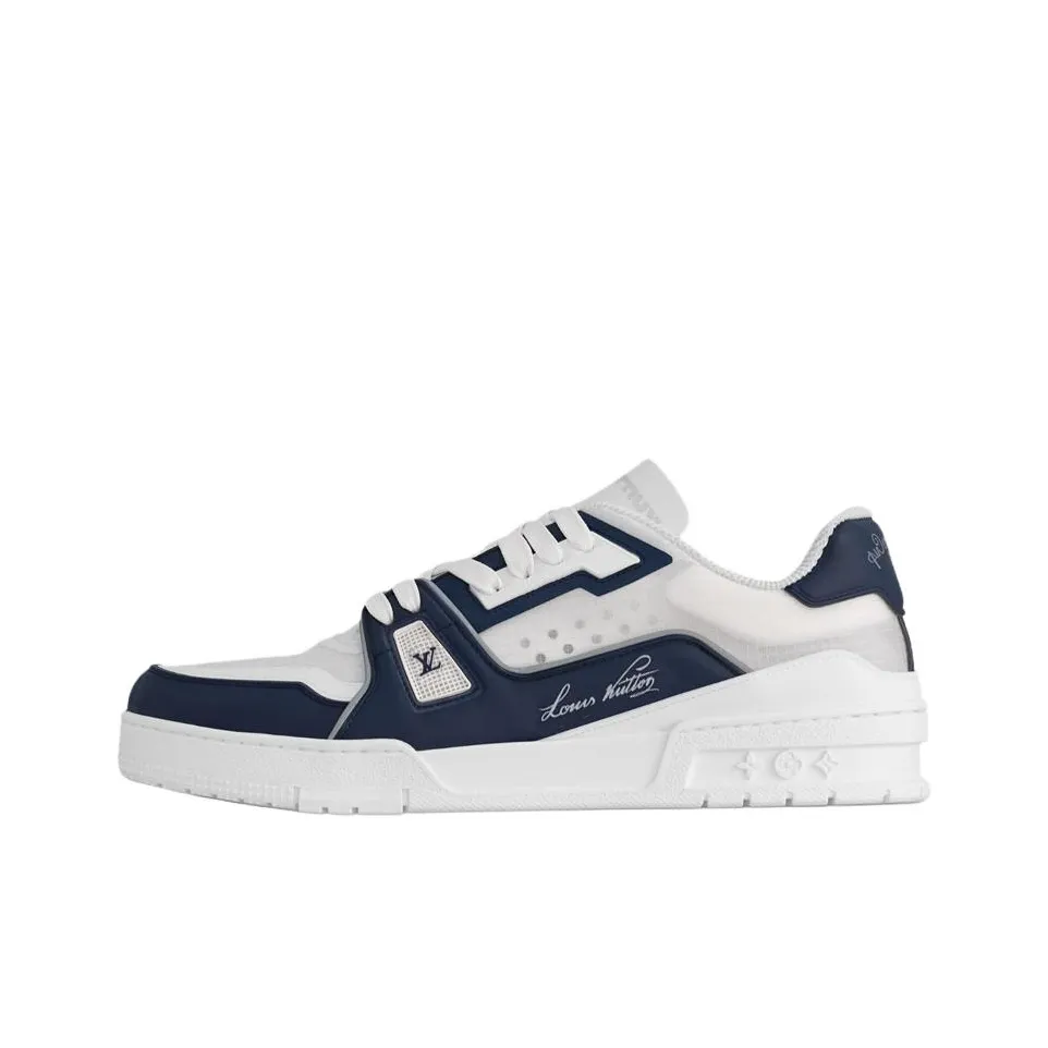 LOUIS VUITTON Trainer Low Top Skateboard Shoes Unisex Blue White 37th America's Cup Limited Collaboration Edition