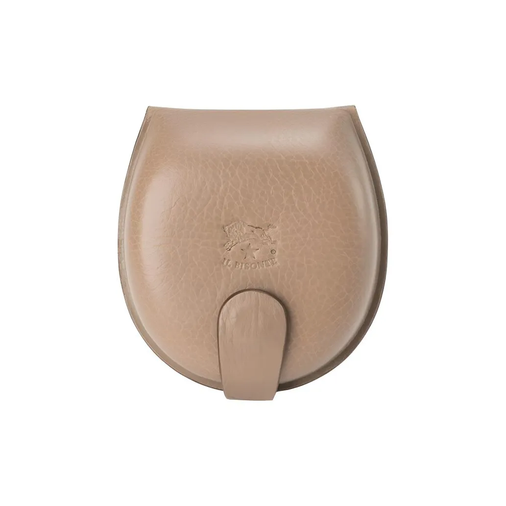 Il Bisonte Leather Coin Purse Unisex Caramel Gray