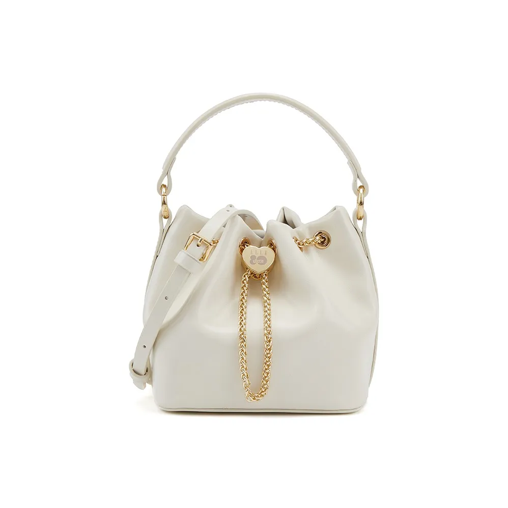 ELLE Корова Кожа Ведрообразная Сумка Сумка через плечо Сумка Женская Белая Желтая