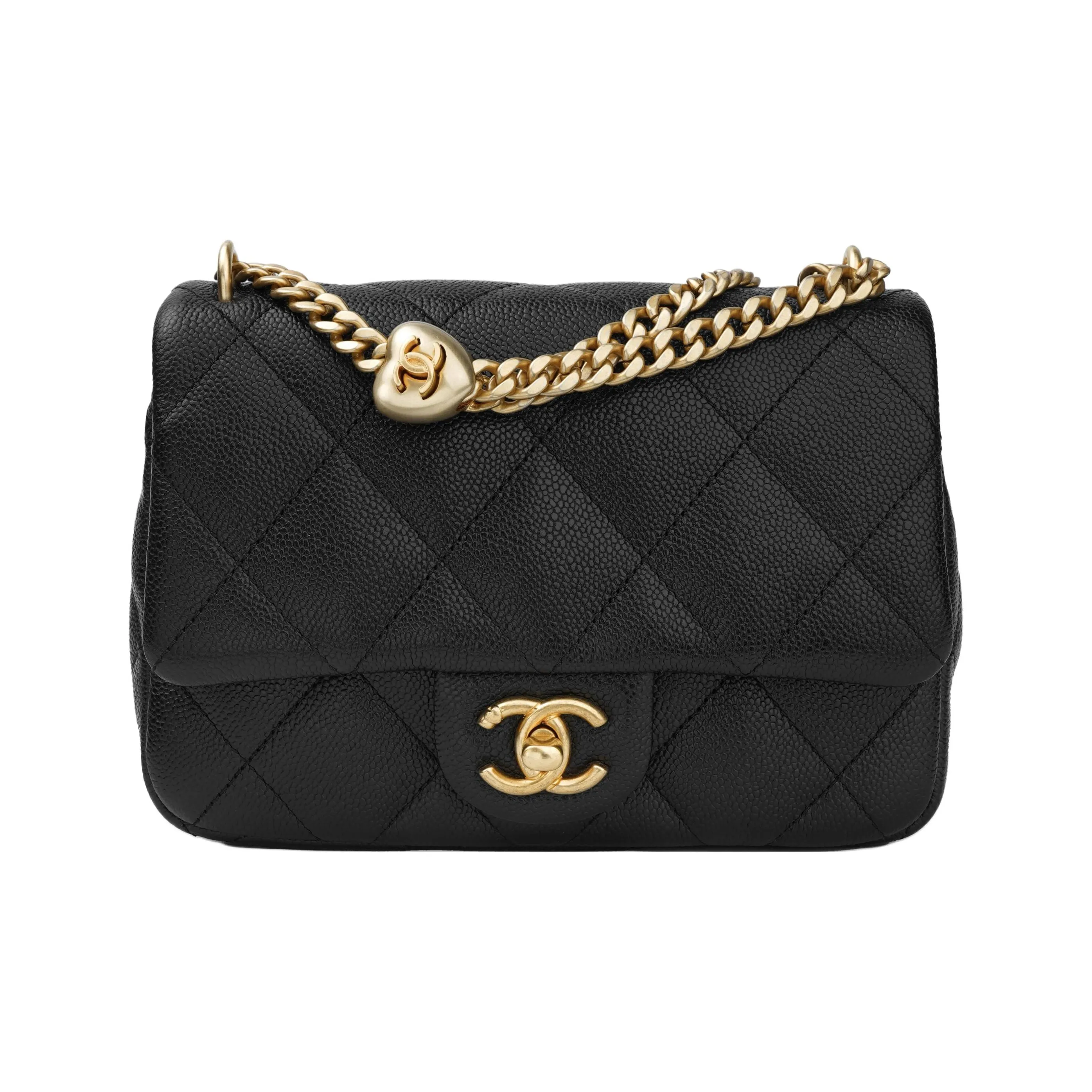 CHANEL Grained Pebbled Cowhide Flap Bag, Shoulder Bag, Crossbody Bag Medium Size Women's Black