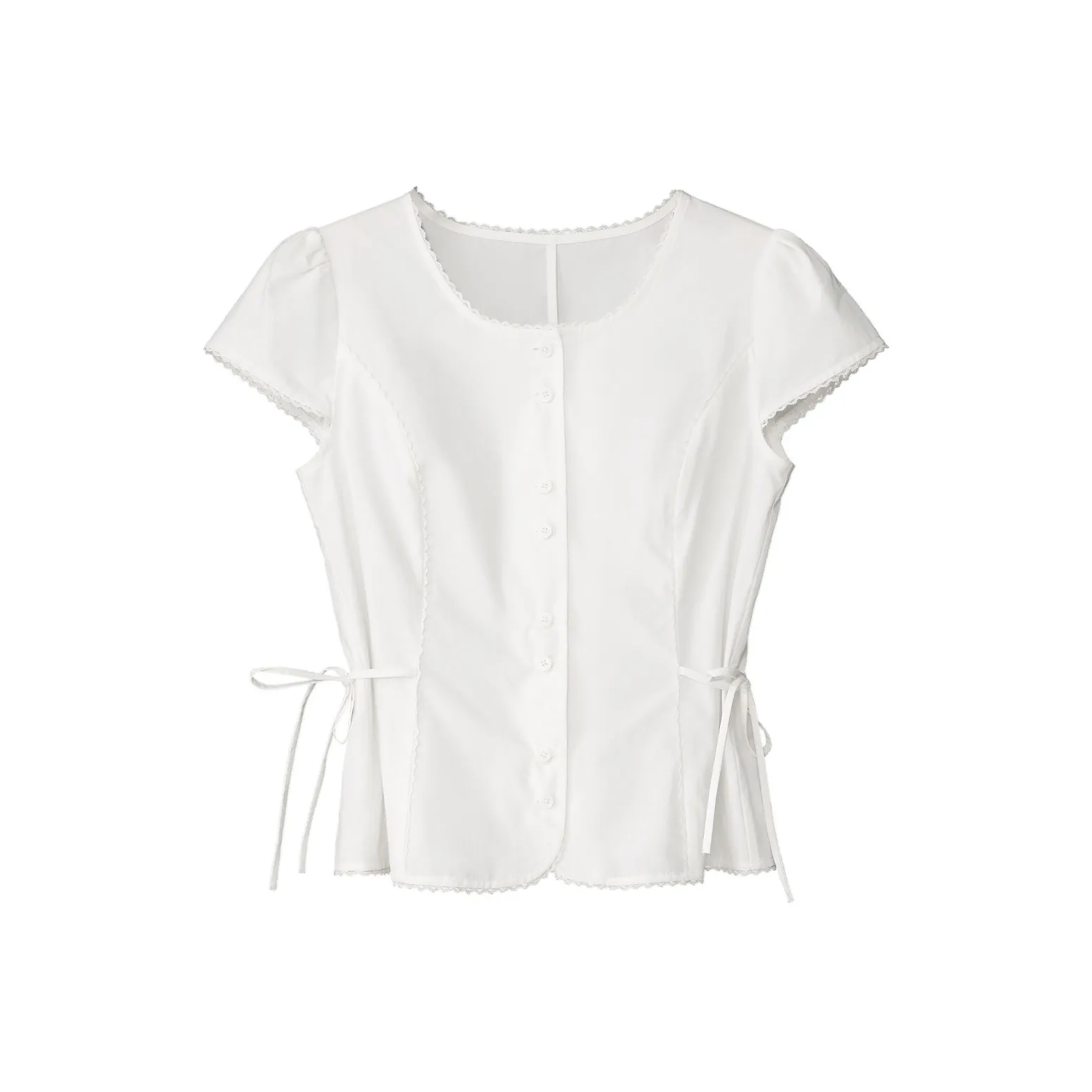 Fstudio Летний Корейский стиль Дизайн Элегантный 100% хлопок Повседневный Короткий рукав Рубашка Женская