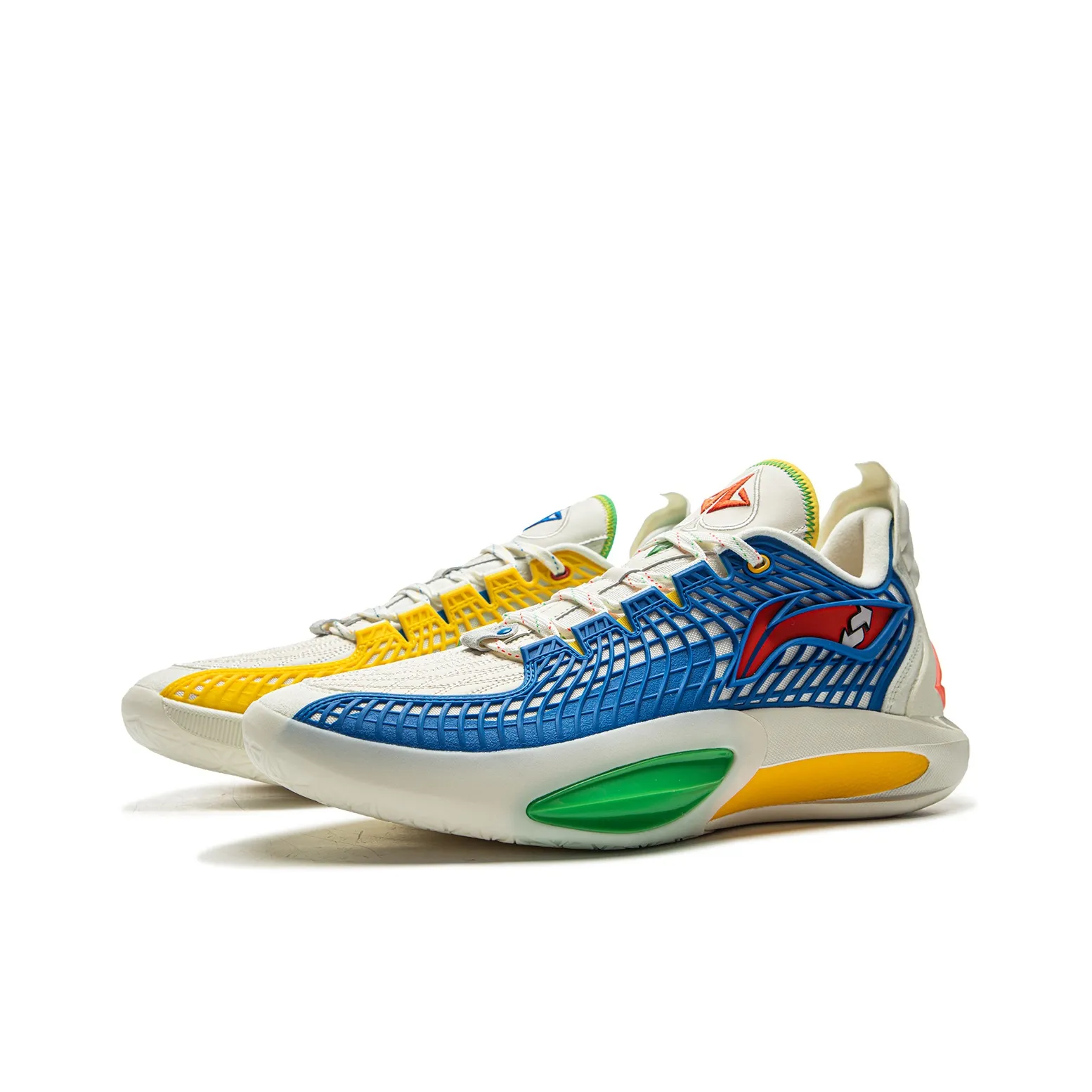 LINING JB3 Покрытие Анти-обратный поворот Низкий топ Баскетбольные кроссовки Мужские Белый Синий Красный