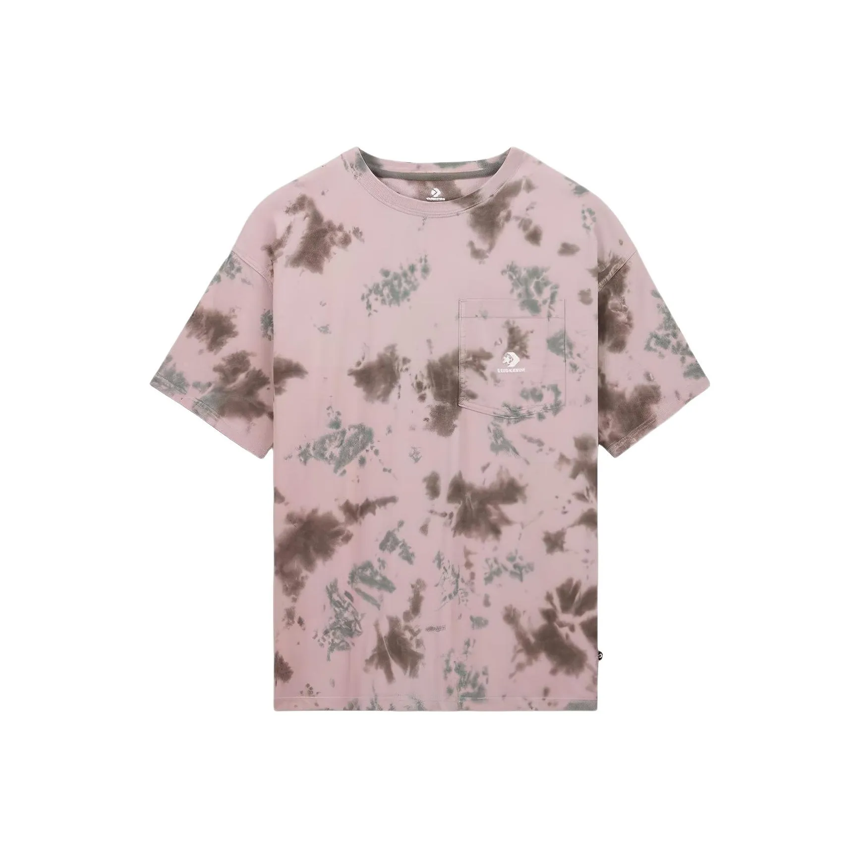 Конверс Tri Color Tie Dye Карман Т-Рубашка Т-Рубашка Мужская Серый