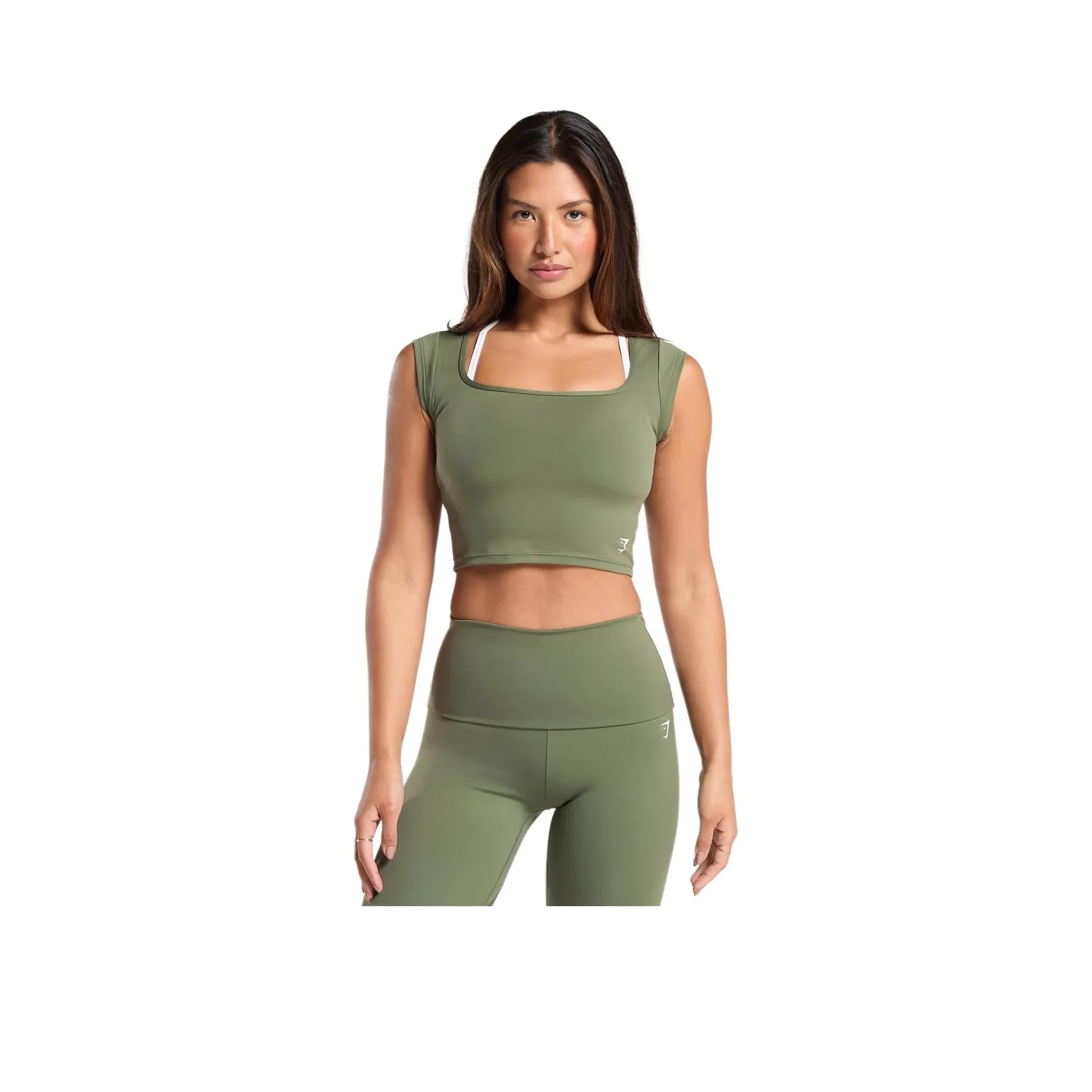 GYMSHARK Ядерный Оливковый Женская Йога Т-рубашка