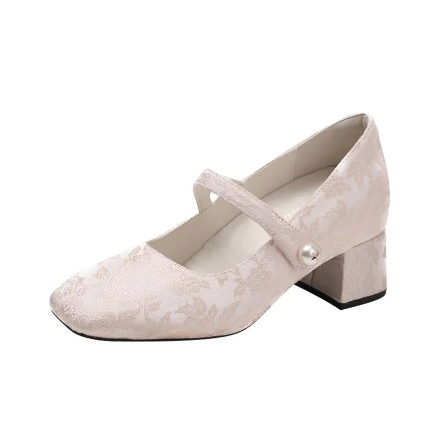 Pounise Грубый каблук Туфли Мэри Джейн Женские Розовый