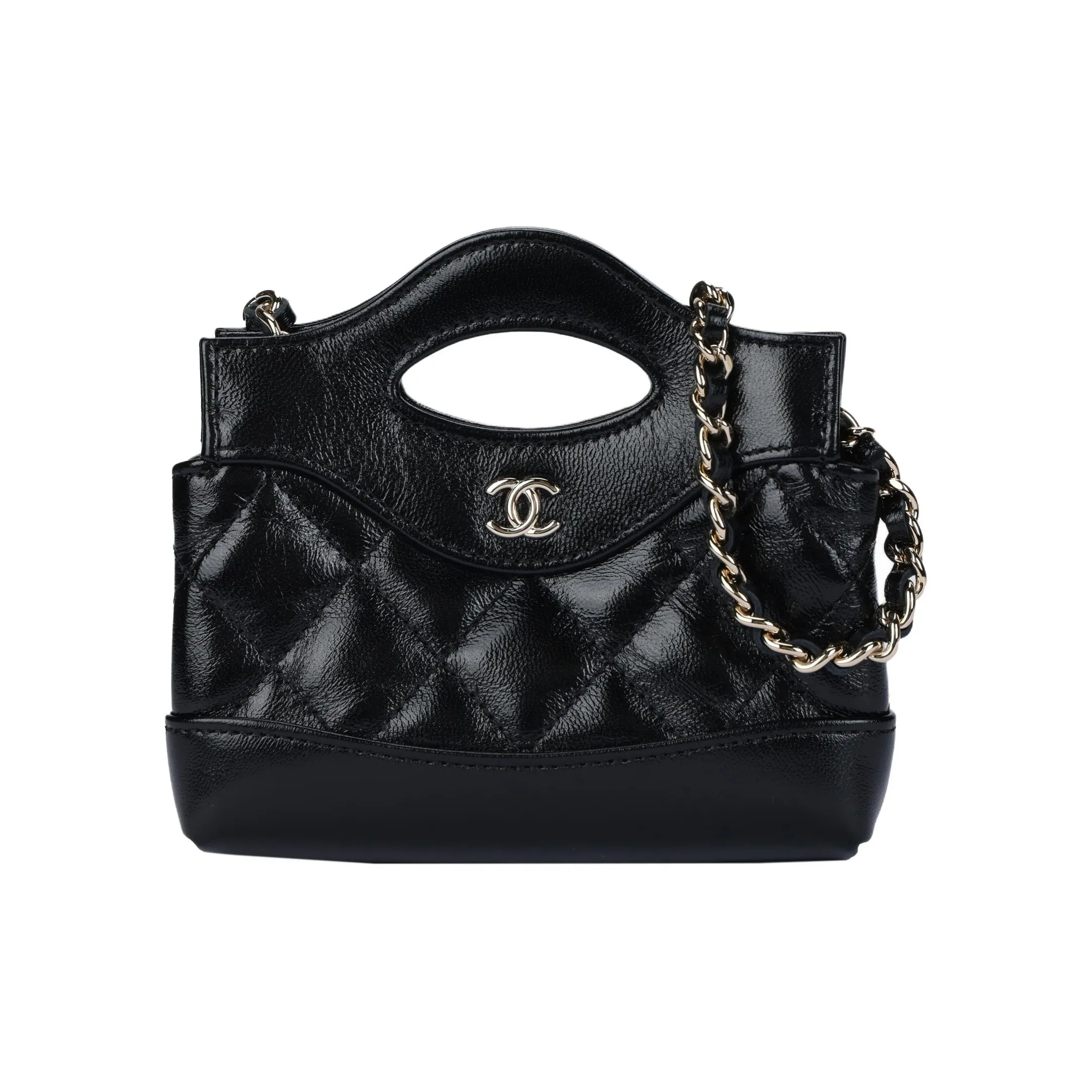 CHANEL Bright Lambskin Handbag, Shoulder Bag, Crossbody Bag Extra Mini Women's Black