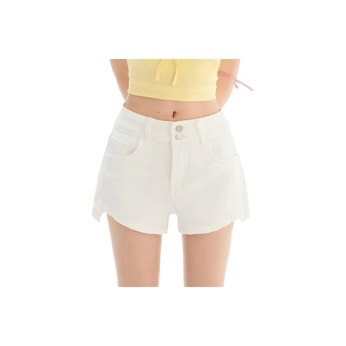 Розовые Белые Женские Джинсовые Шорты