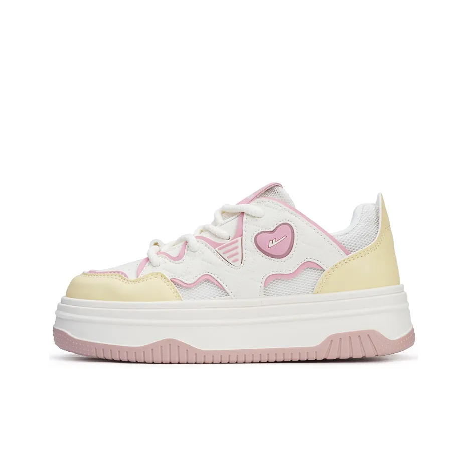 Warrior Амортизация и Дышащий Низкий Топ Скейтборд Кроссовки Женские Белый Желтый Розовый