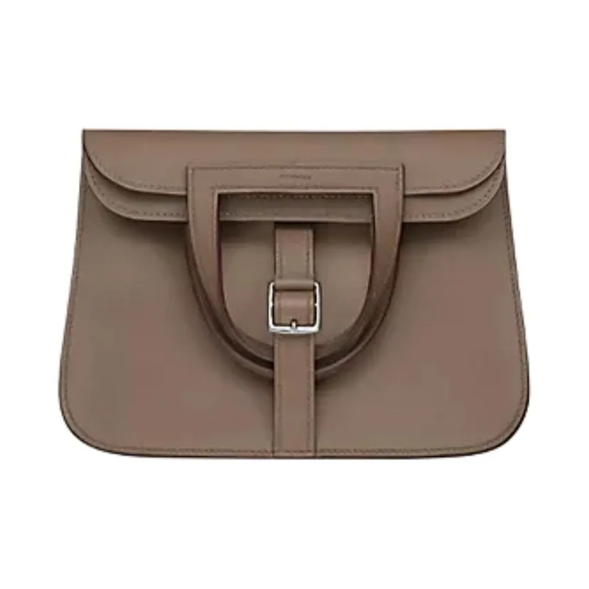 HERMES Halzan Swift Calfskin Shoulder Bag Crossbody Bag Mini Unisex Elephant Gray