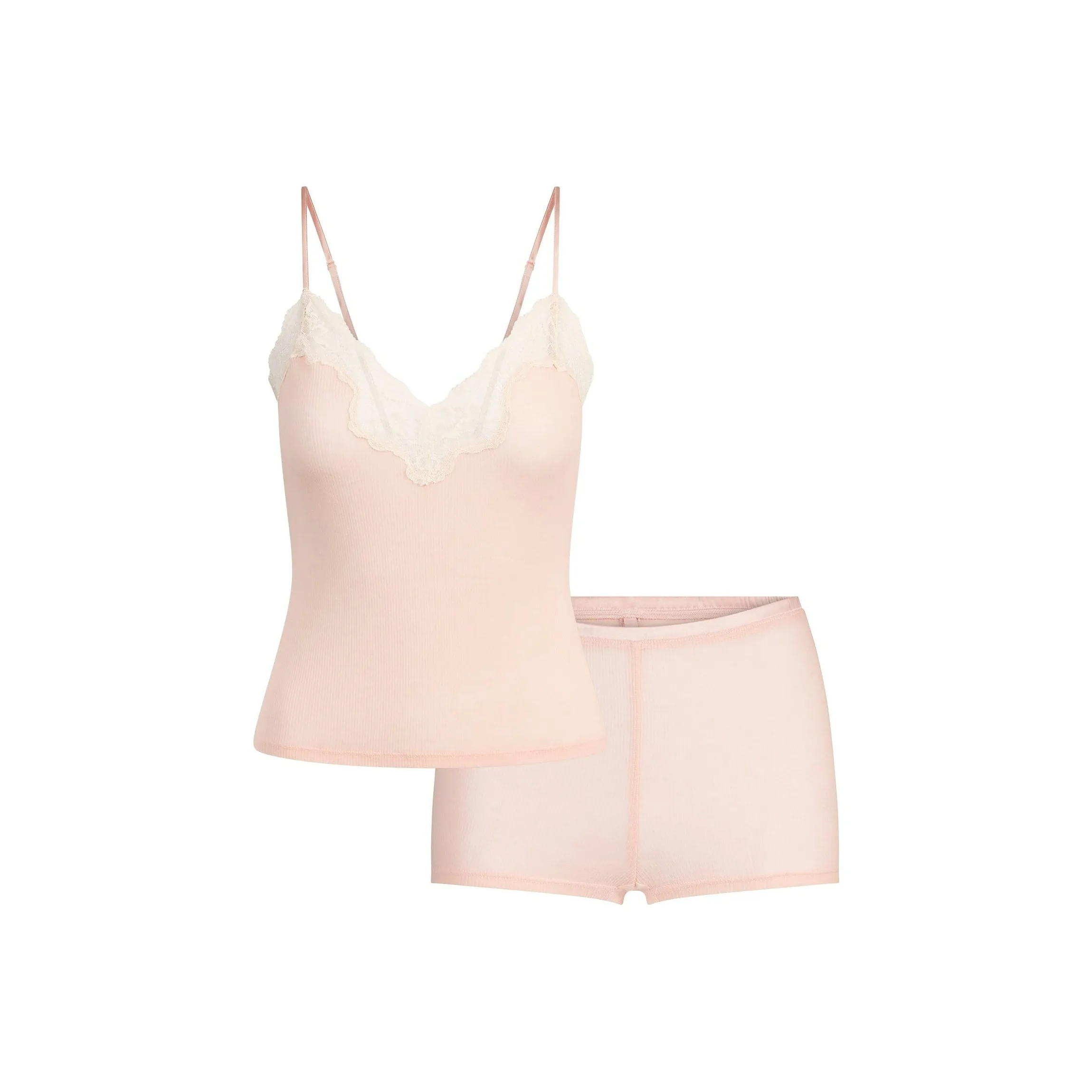 SKIMS SS25 Прозрачный Хлопок Кружево CAMI и Короткий Комплект Повседневный Костюм Женские