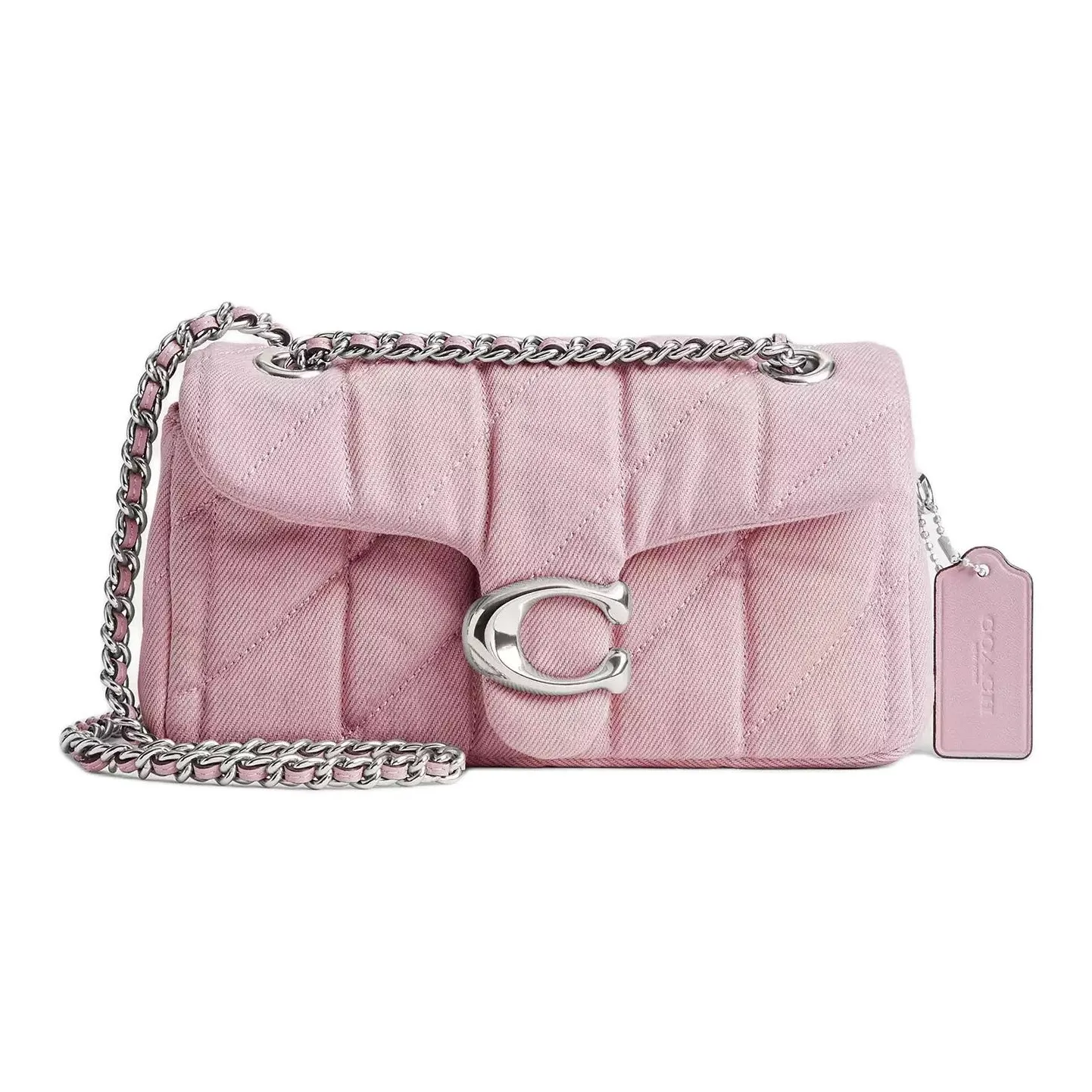 COACH Tabby Лоскутное шитье Деним Сумка через плечо Сумка на плечо Маленькая Женская Светло-фиолетовая