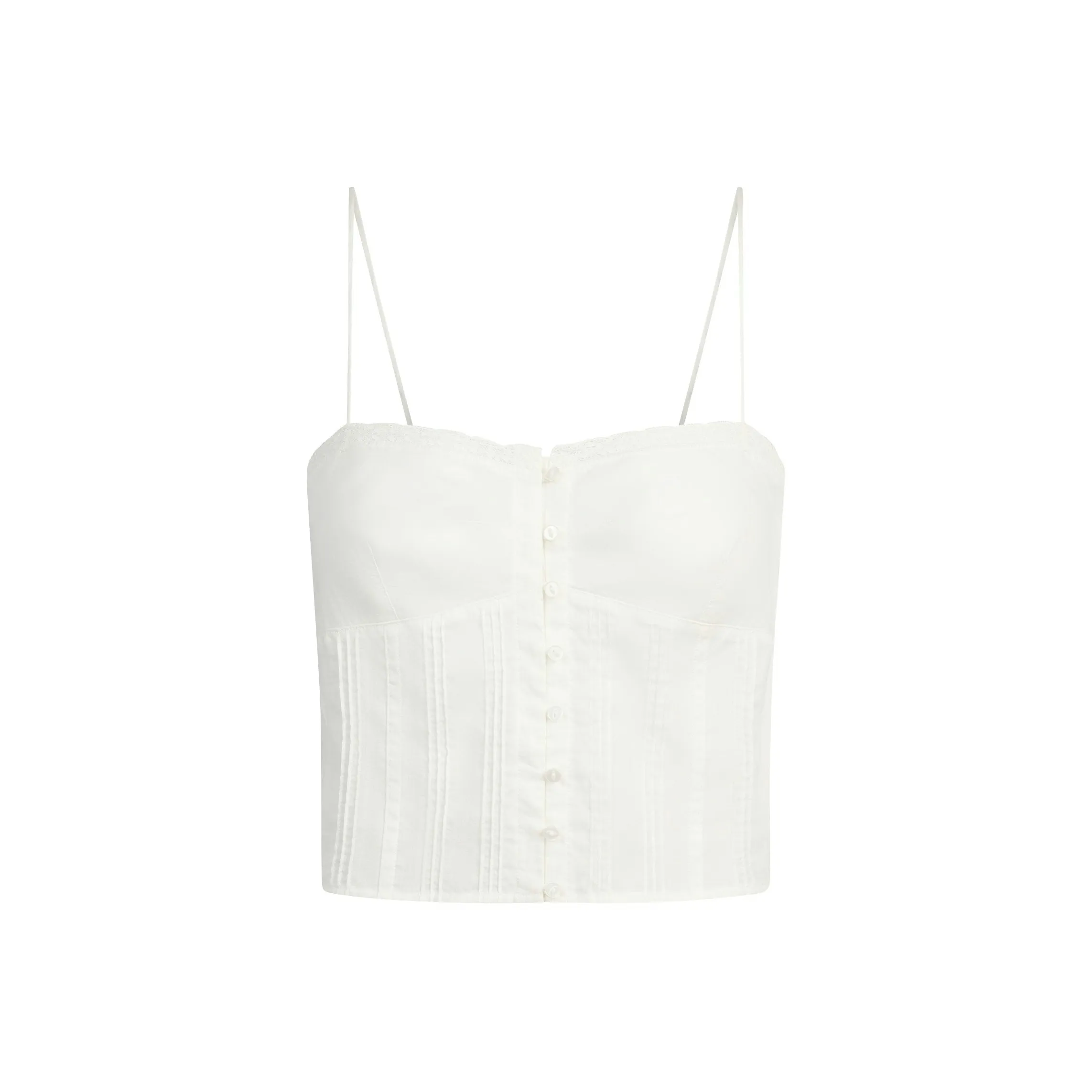 SKIMS SS25 Хлопок Voile Укороченный Топ CAMI с бретелями Женские