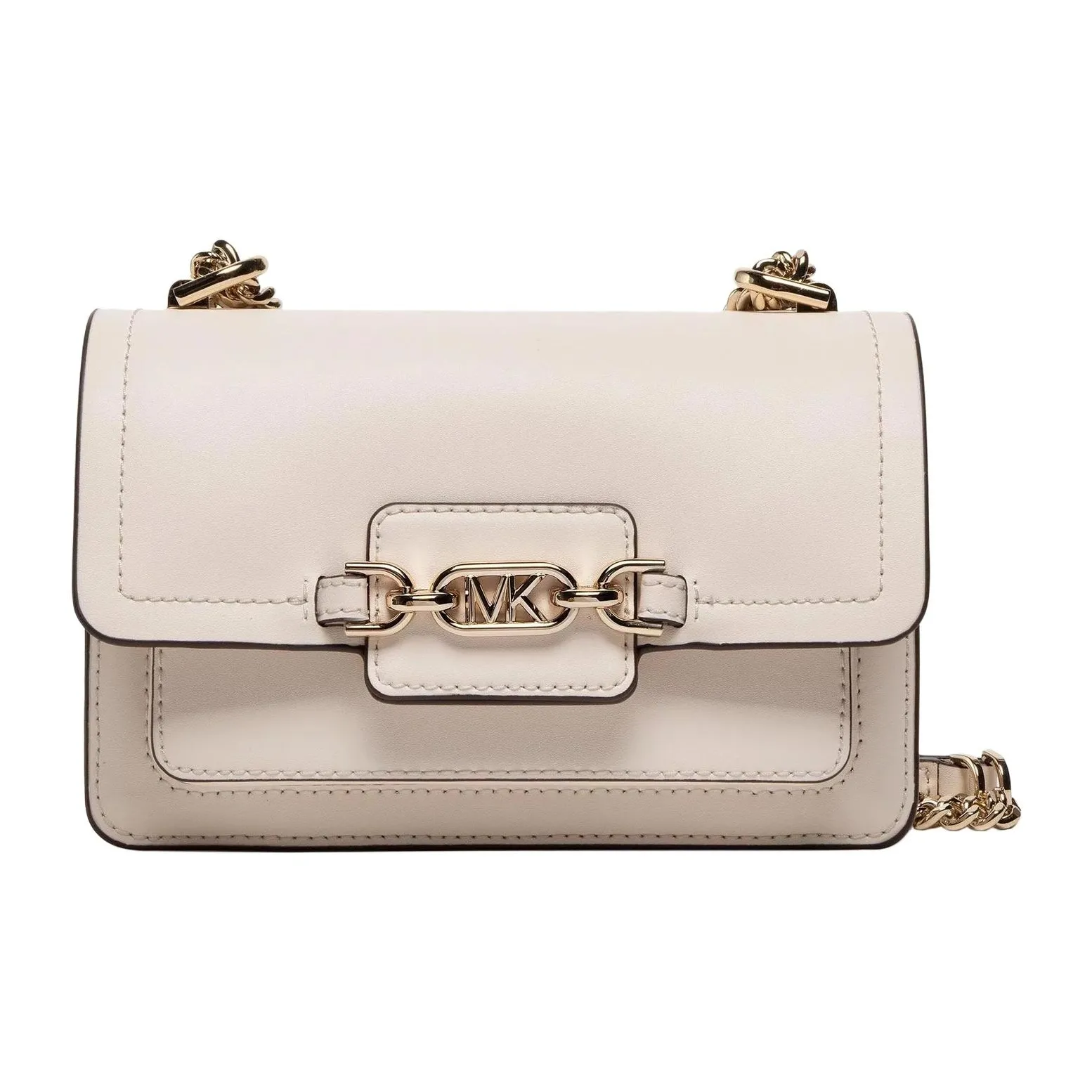 MICHAEL KORS Heather Leather Small Square Bag, Envelope Bag, Flap Bag, Chain Bag, Shoulder Bag Trumpets Women's White