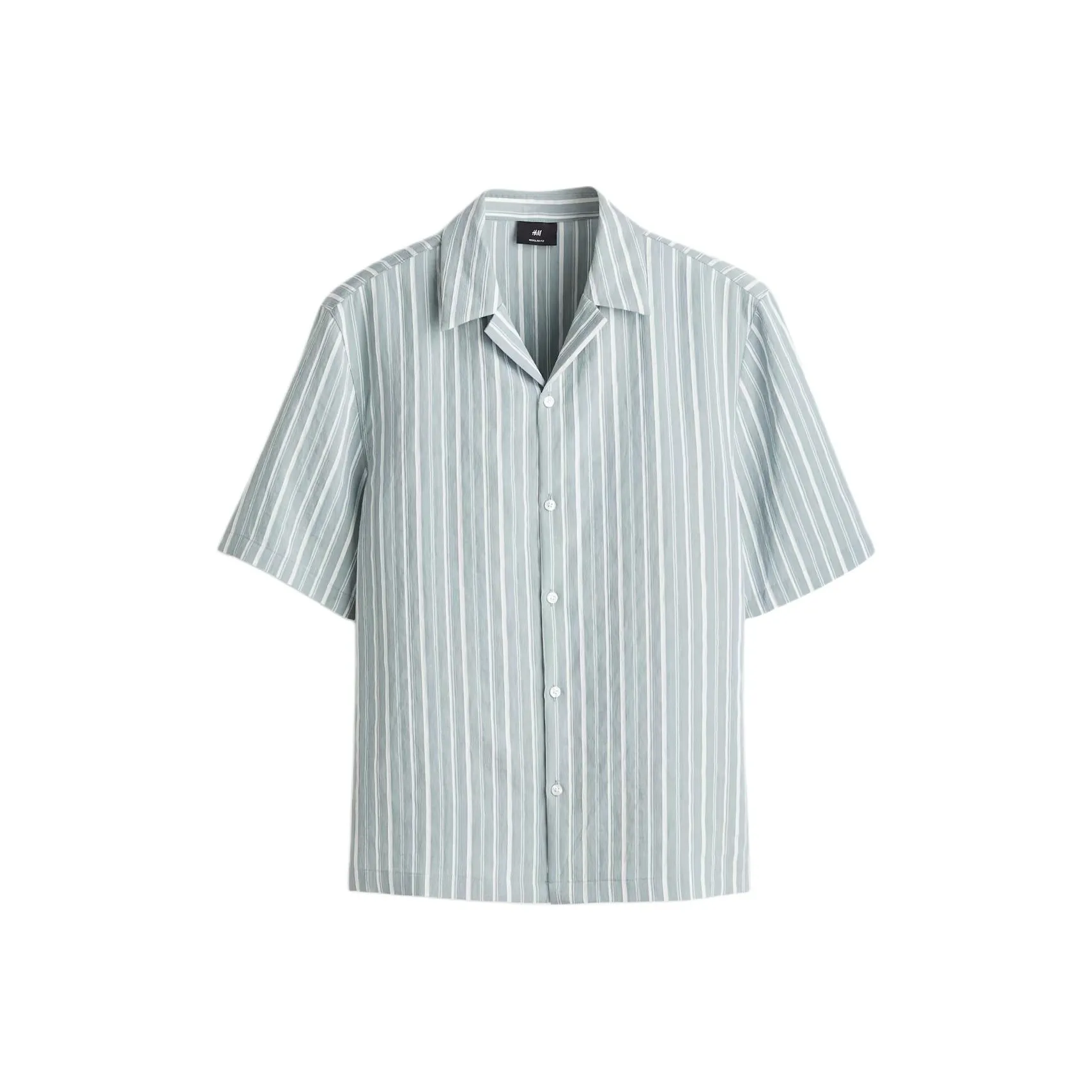 H&M Бирюзовый/Белый Мужские Рубашки