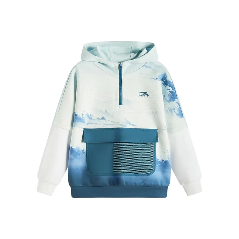 Antakids Толстовка Trend Series Яичный Белый Синий С принтом по всей поверхности Подростки