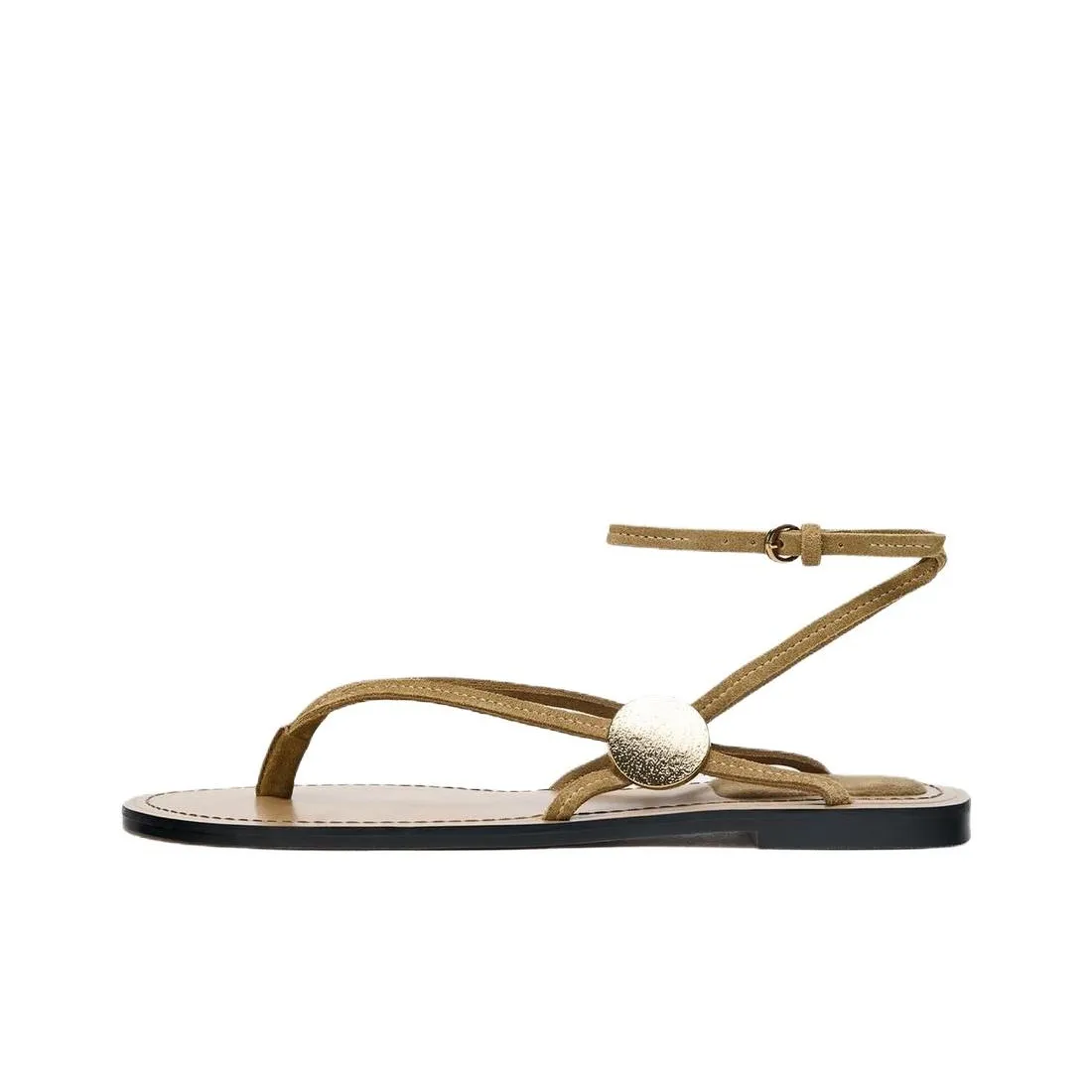 ZARA One Ремень Сандалии 2 см Женские Коричневый