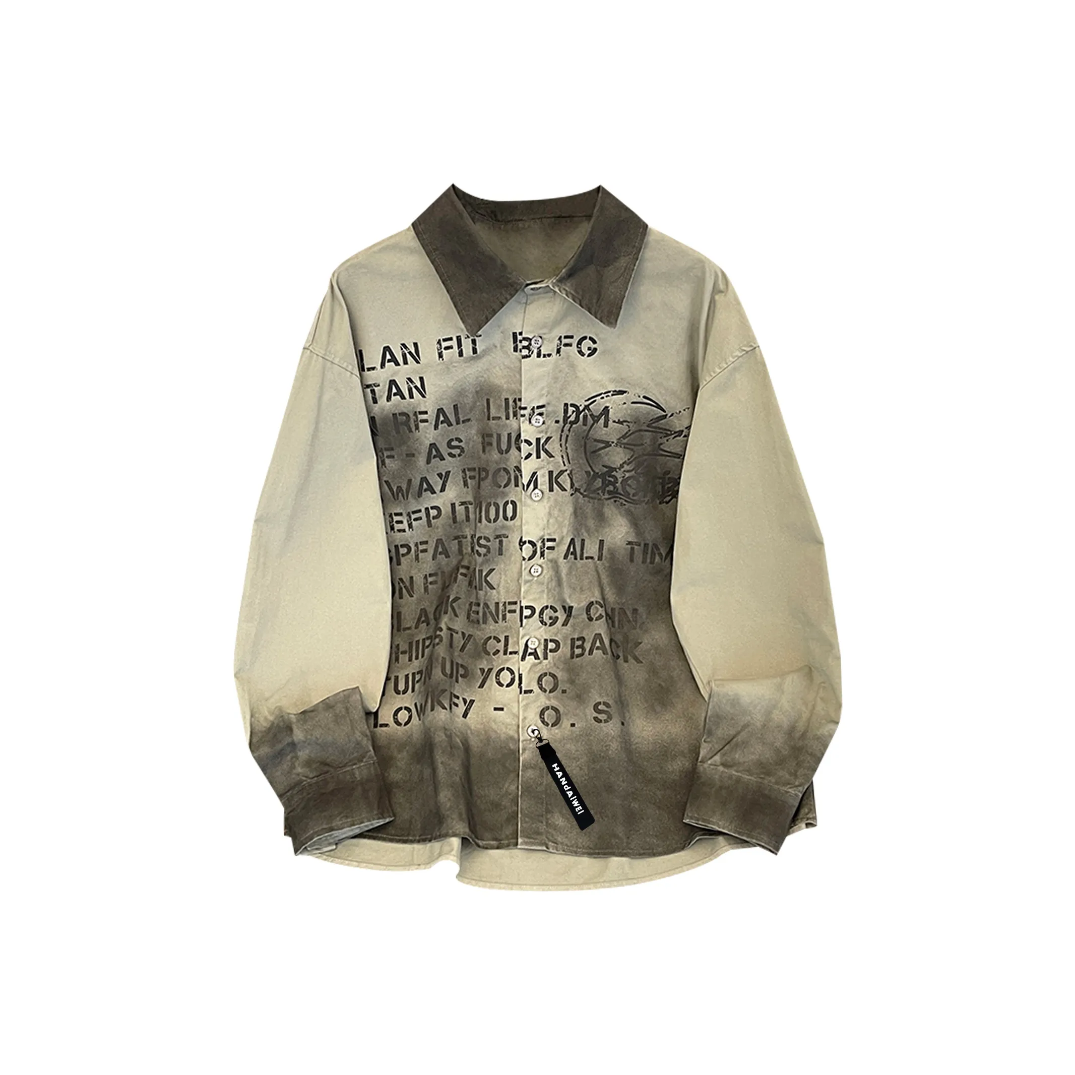 HANDAIWEI Серый Без логотипа Пряжка Унисекс Рубашки