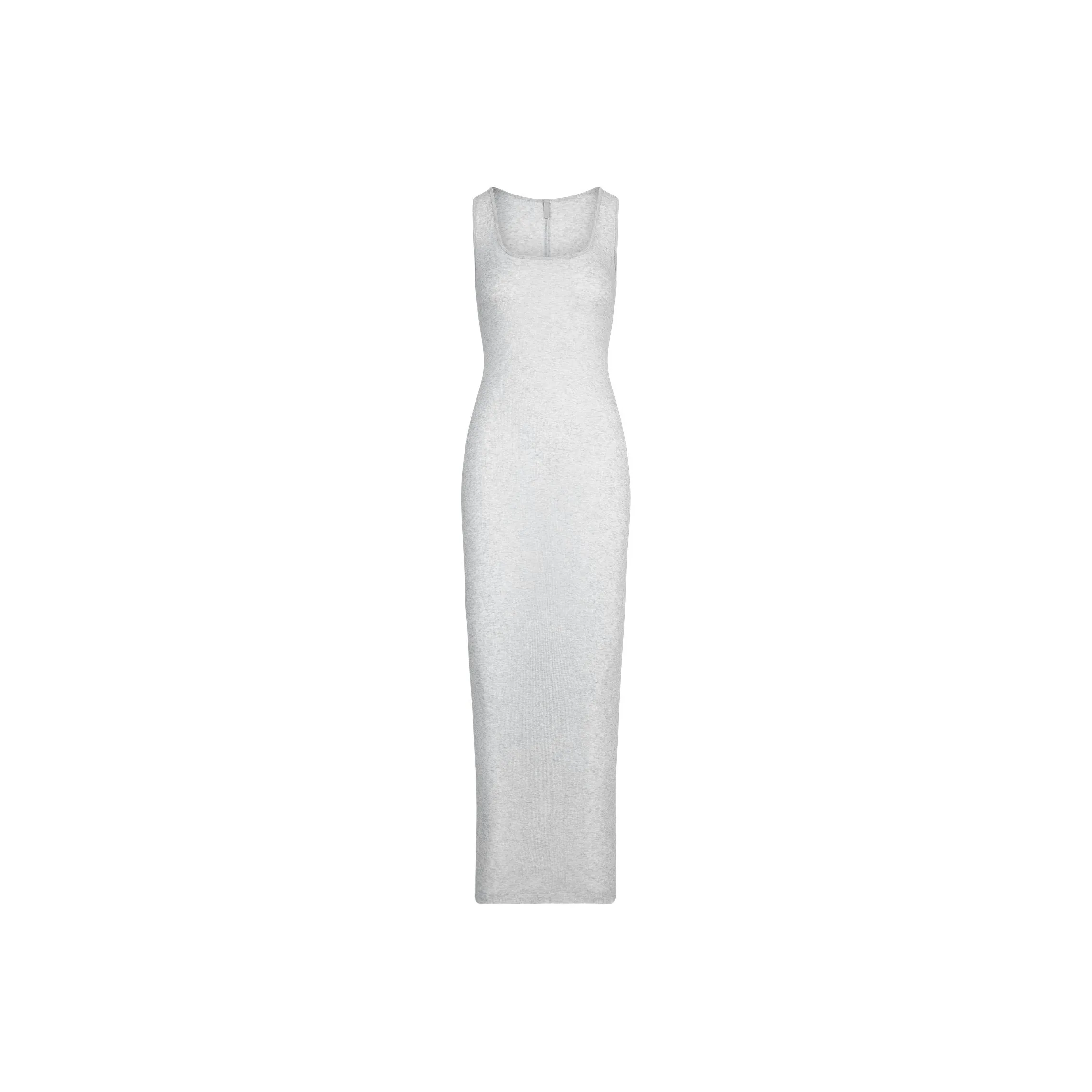 SKIMS SS25 Прозрачный Хлопок Ткань в рубчик Длинное Платье Без рукавов Женское