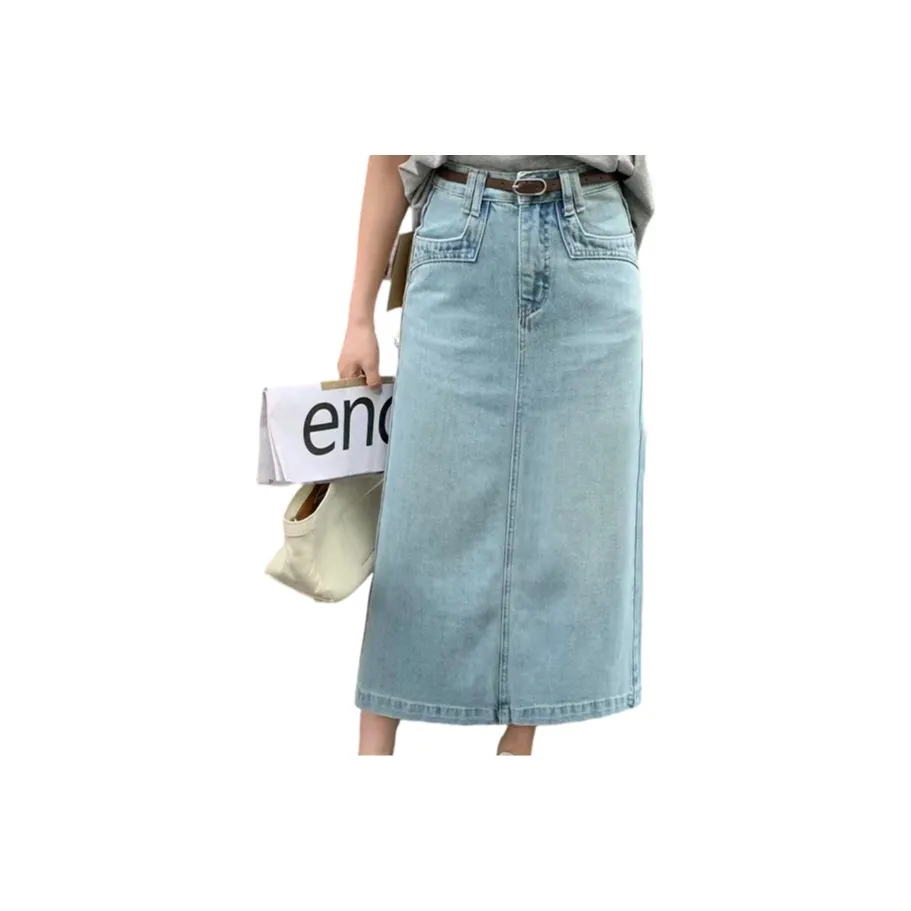 FLIM Синие Женские Джинсовые Длинные Юбки