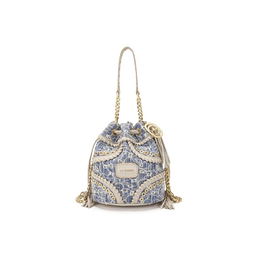 La Carrie Деним Модная Сумка-ведро Сумка через плечо Сумка Сумка через плечо Женская Синяя