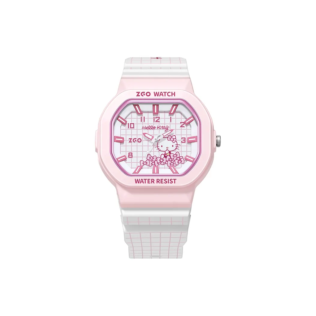 Zgo Sanrio Co Branded Кварцевый механизм TPU Ремешок Часы Унисекс Розовый Циферблат