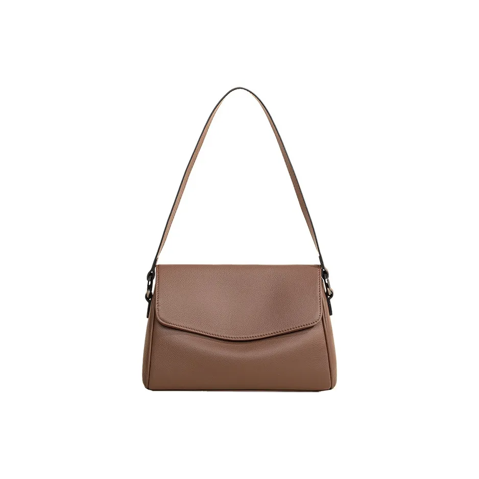 PESASRIE Сумка через плечо из коровьей кожи женская кофейного черного цвета